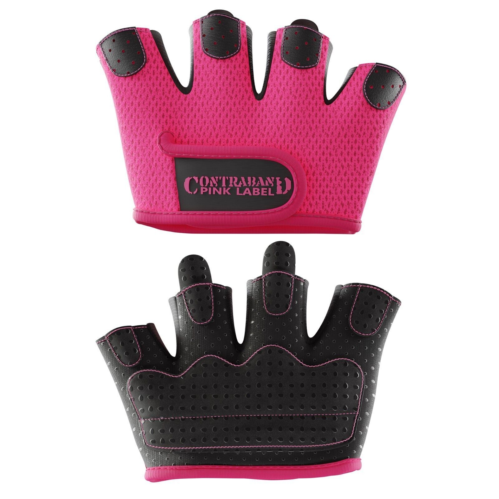 Contraband Pink Label 5537 Womens Micro Weight Lifting Gloves (PAIR) Pink Black