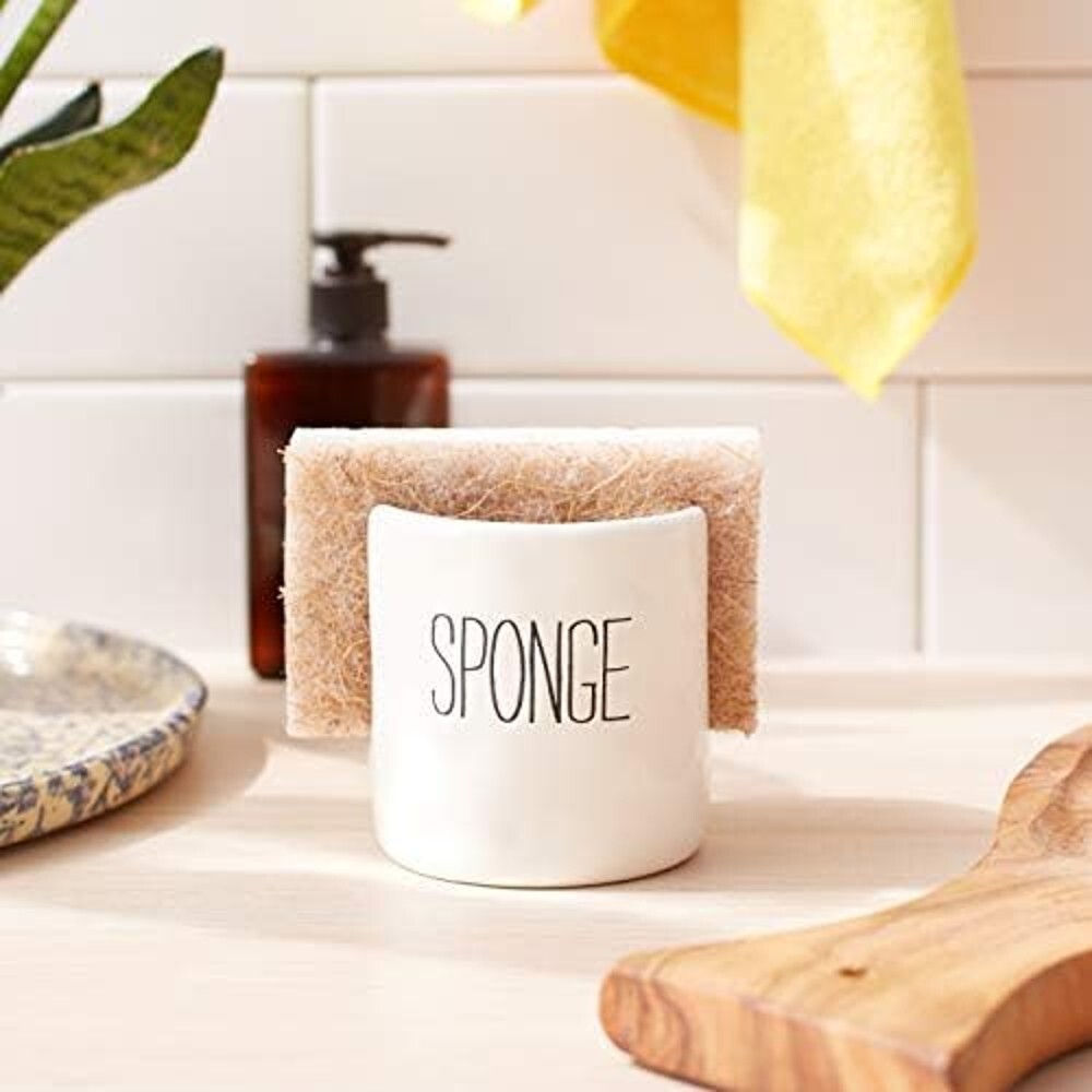 MUD PIE CERAMIC BISTRO SPONGE CADDY HOLDER OFF WHITE