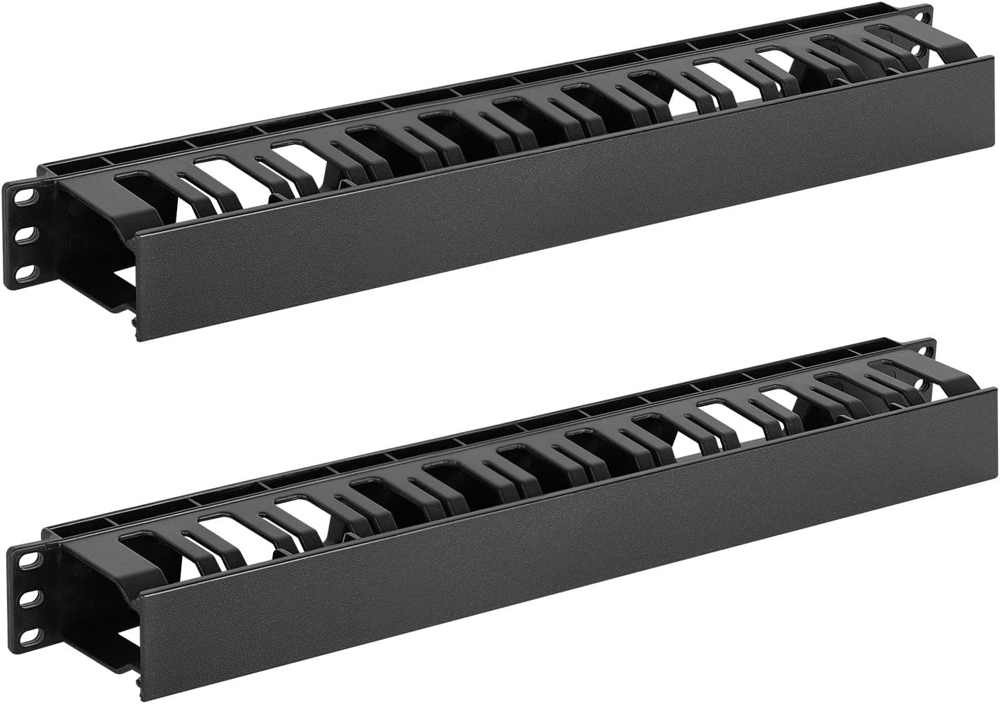 Tecmojo 2 Pack 1U Server Rack Horizontal Cable Management with Cover,2.6“ Depth