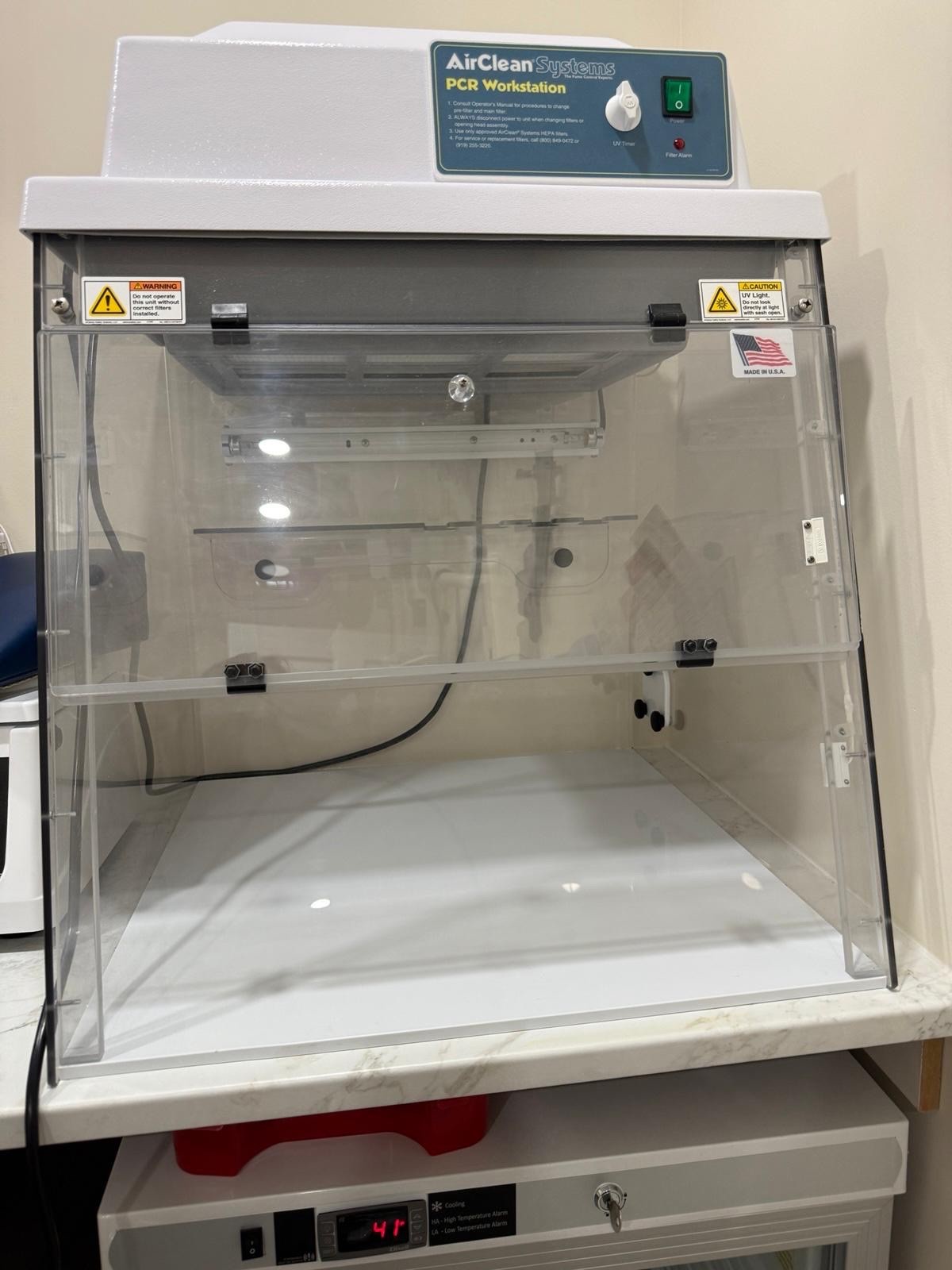 AirClean Systems PCR workstation UV Hood | Lab Clean Bench HEPA