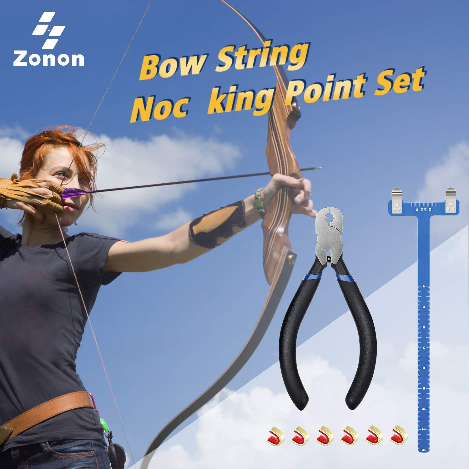 Zonon Bow String Nocking Points Pliers Strings Knock Set T Shape Dark Blue