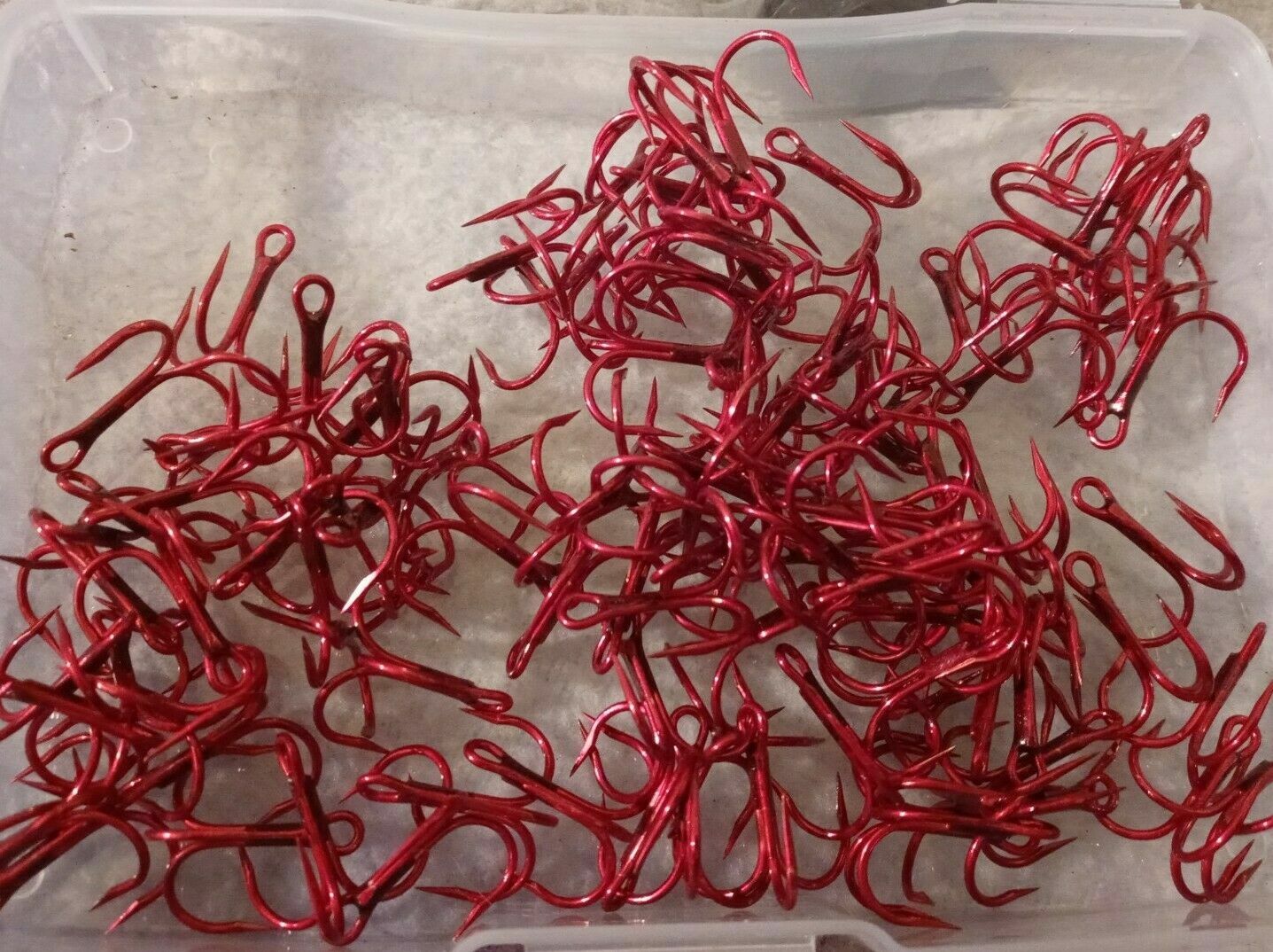 30 Eagle Claw Round bend #2 barbless Red Treble Hooks. 3X replacement hook