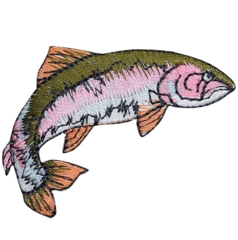 Rainbow Trout Applique Patch Set - Fish Fisherman Badge 2-1/8" (2-Pack, Iron on)
