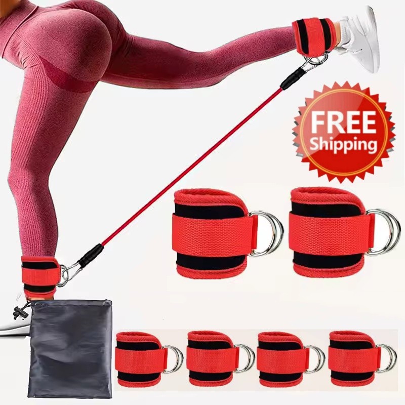 2/4X Cable Ankle Straps Double D-Ring Cuffs for Glutes, Legs & Strength Training