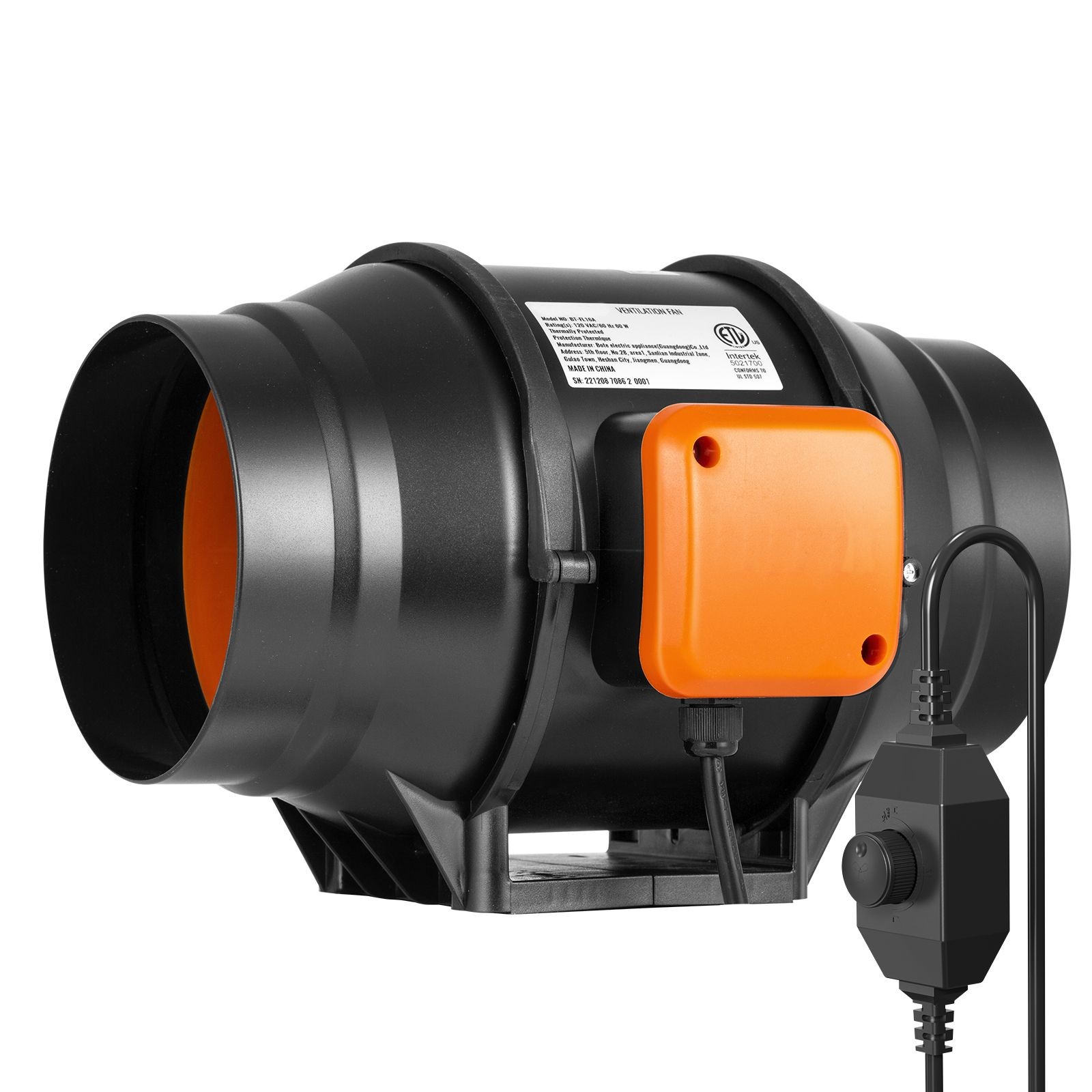 6-Inch 400 CFM Inline Duct Fan with Variable Speed, Quiet AC Motor