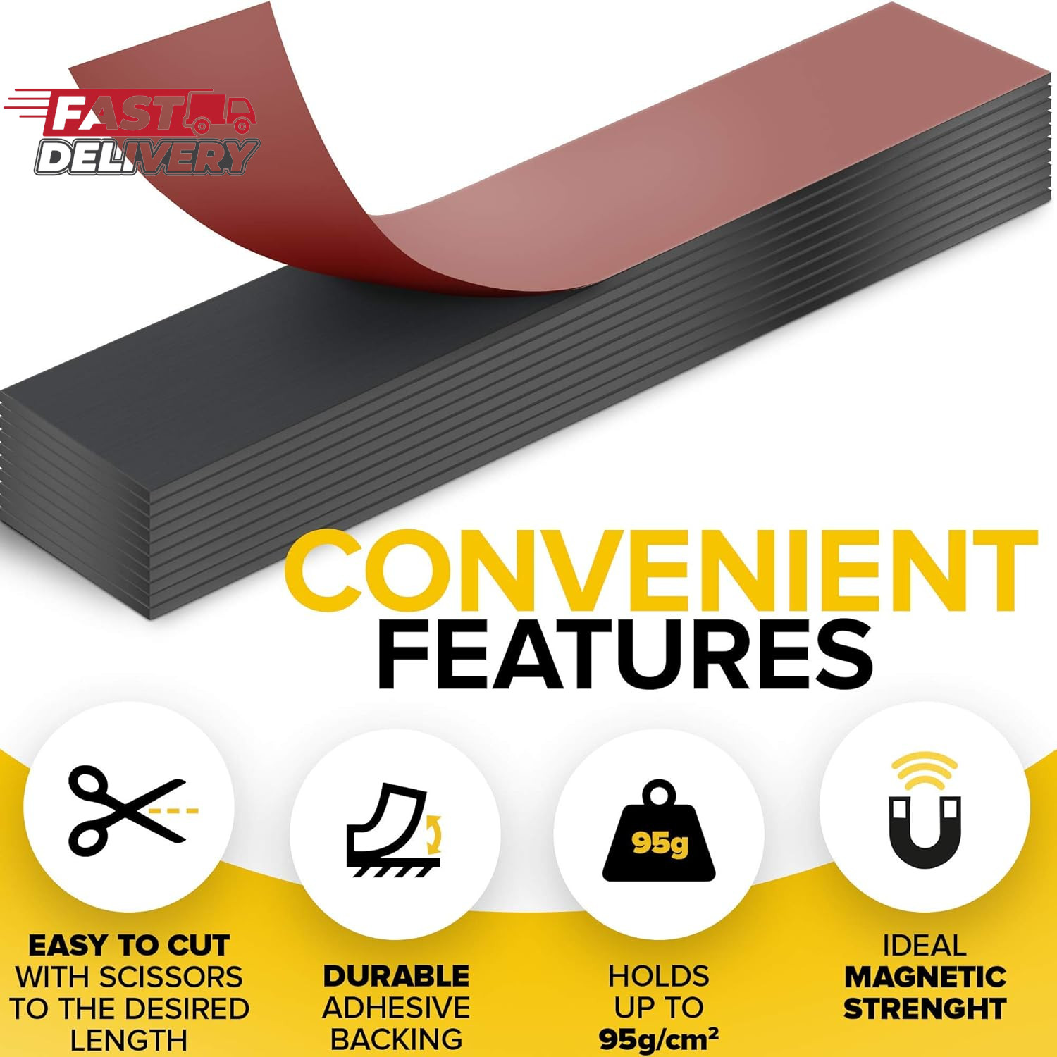 Magnet Strips with Adhesive Backing - Flat Thin Magnetic Tape for Crafts - Tool