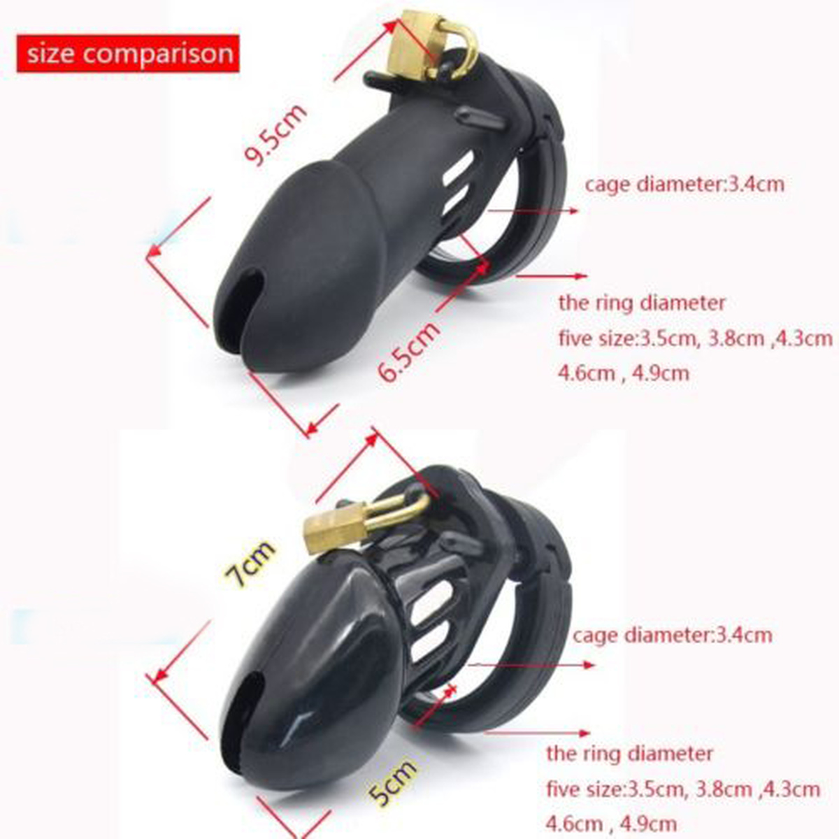 Male Multicolors Plastic/Silicone Short/Long Chastity Cage Belt Device