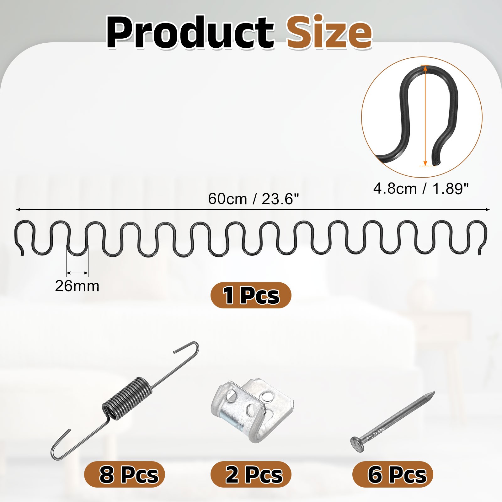 23.6" Upholstery Spring Replacement Kit, Sagging Cushions Repair Kit