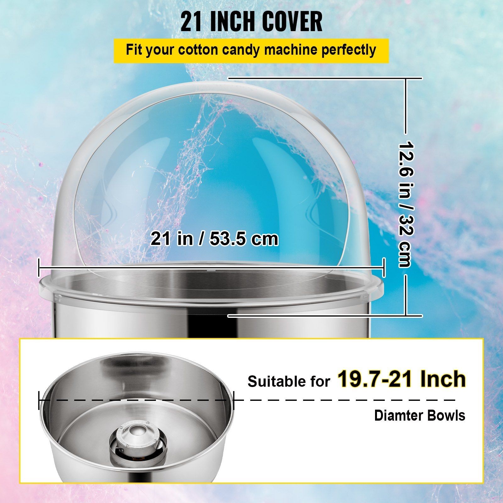 Protective 20.5in Transparent Dome for Mobile Candy Vendor Setup