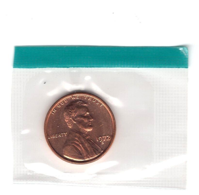 1972 S BU Lincoln Memorial Government Sealed UNCIRCULATED PENNY CENT COIN #505