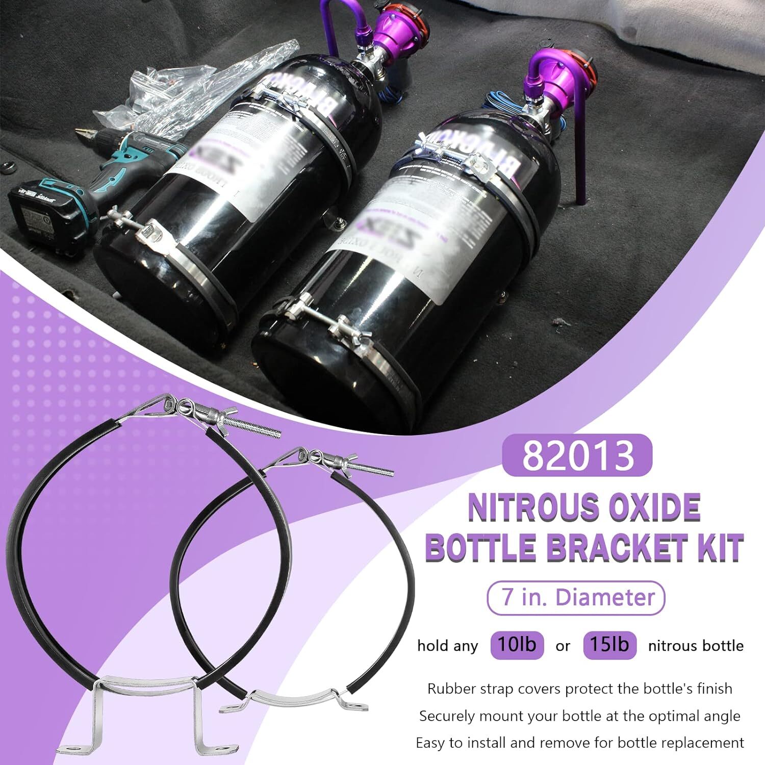 For 10LB 15LB Nitrous Bottle 7'' Nitrous Oxide Bottle Bracket Mount Kit 82013