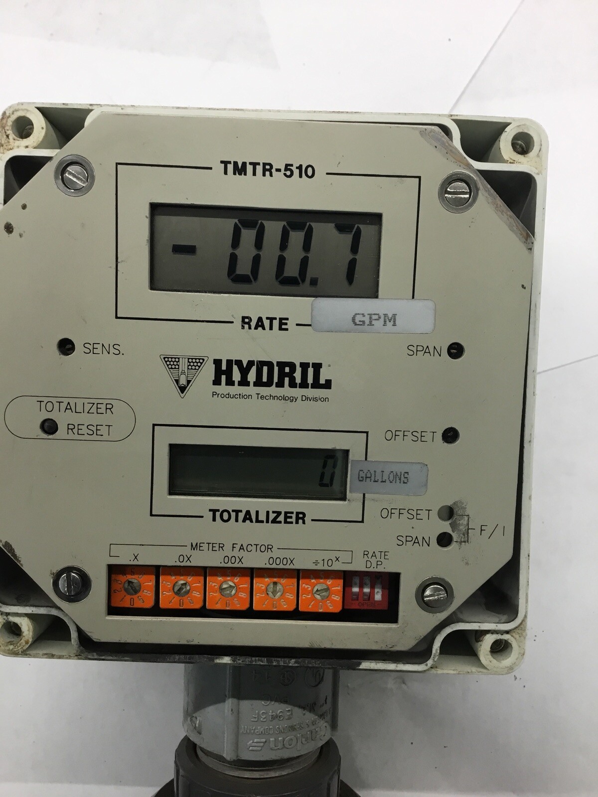 TMTR-510 Totalizer Flow Meter Battery Operated 6700 Element Stainless GPM Gallon