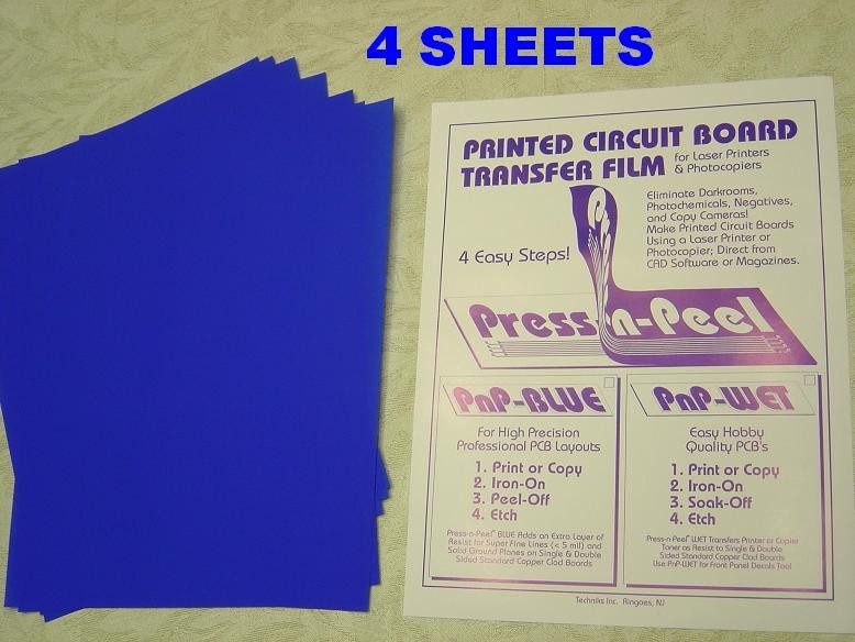 4 Sheets Press-n-Peel Blue PCB Transfer Paper Film Etch Printed Circuit Boards