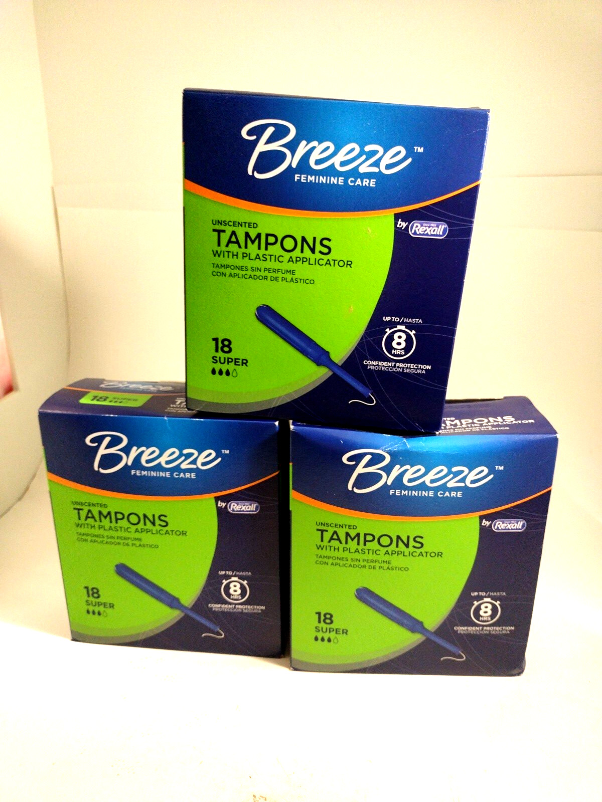 Breeze by Rexall Unscented Plastic Applicator, UnScented Tampons, Super, 54 Ct