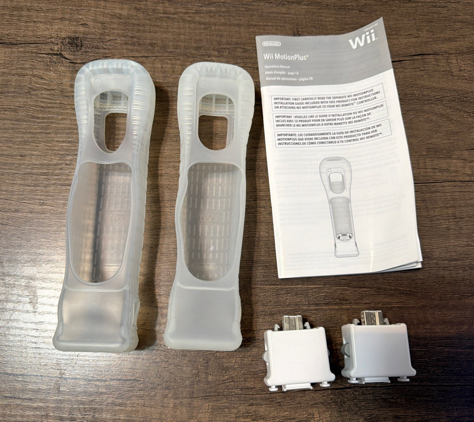 Lot of 2 OEM Nintendo Wii Motion Plus Adapter Sensor White RVL-026 with Sleeves