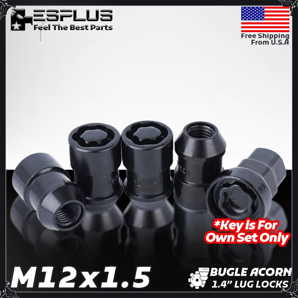 4 Pc Hyundai Wheel Lock M12x1.5 Black Fit Elantra/Ioniq/Kona/Sonata/Tucson etc