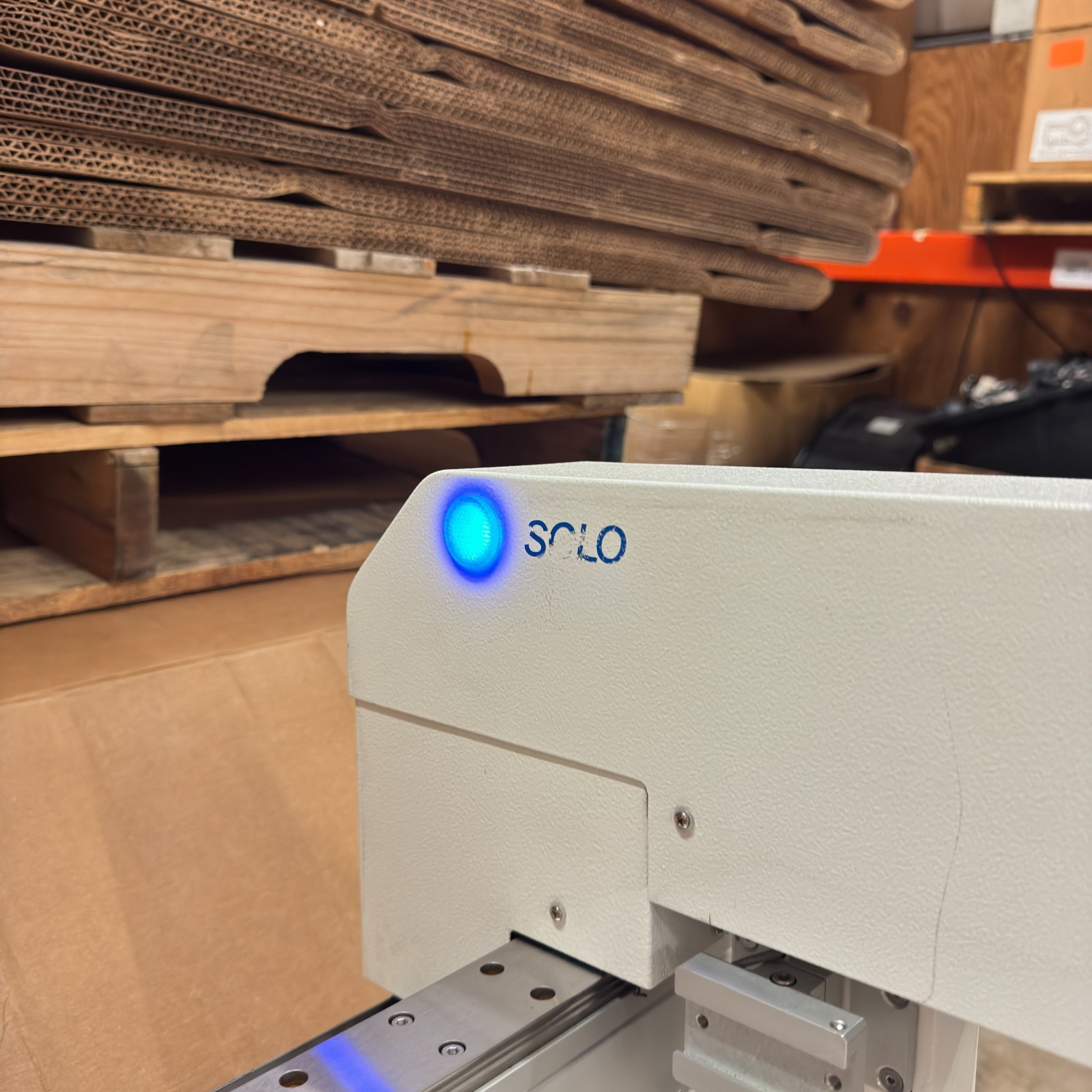 SOLO Industrial Marking Machine Automated Labeling Head Precision Rail Blue AsIs