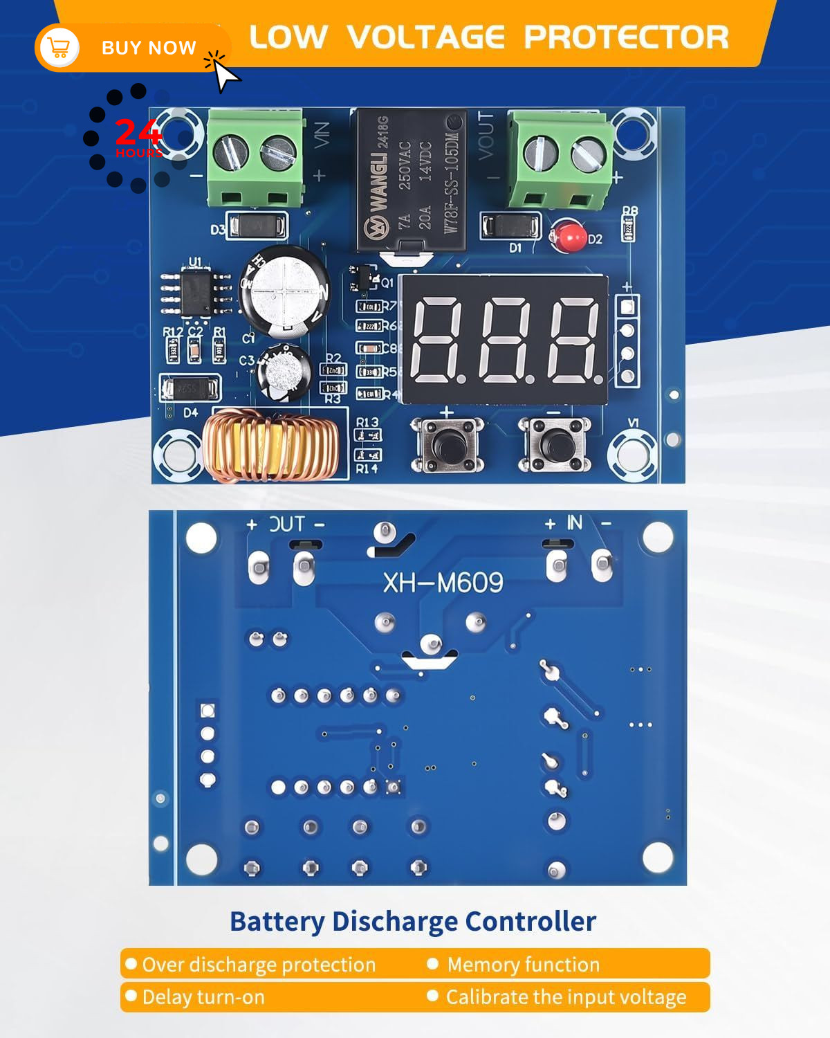 LYLANMO 2PCS DC Voltage Protection Digital Low Protector blue