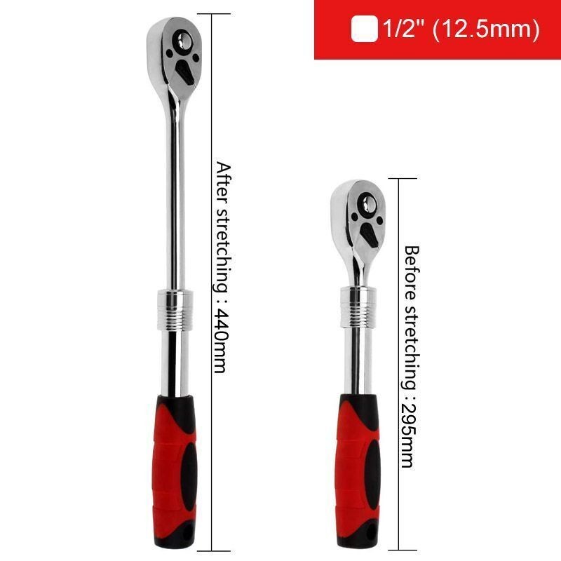 Ratchet Extendable Telescopic Socket Spanner Torque Adjustable Wrench 72-Tooth