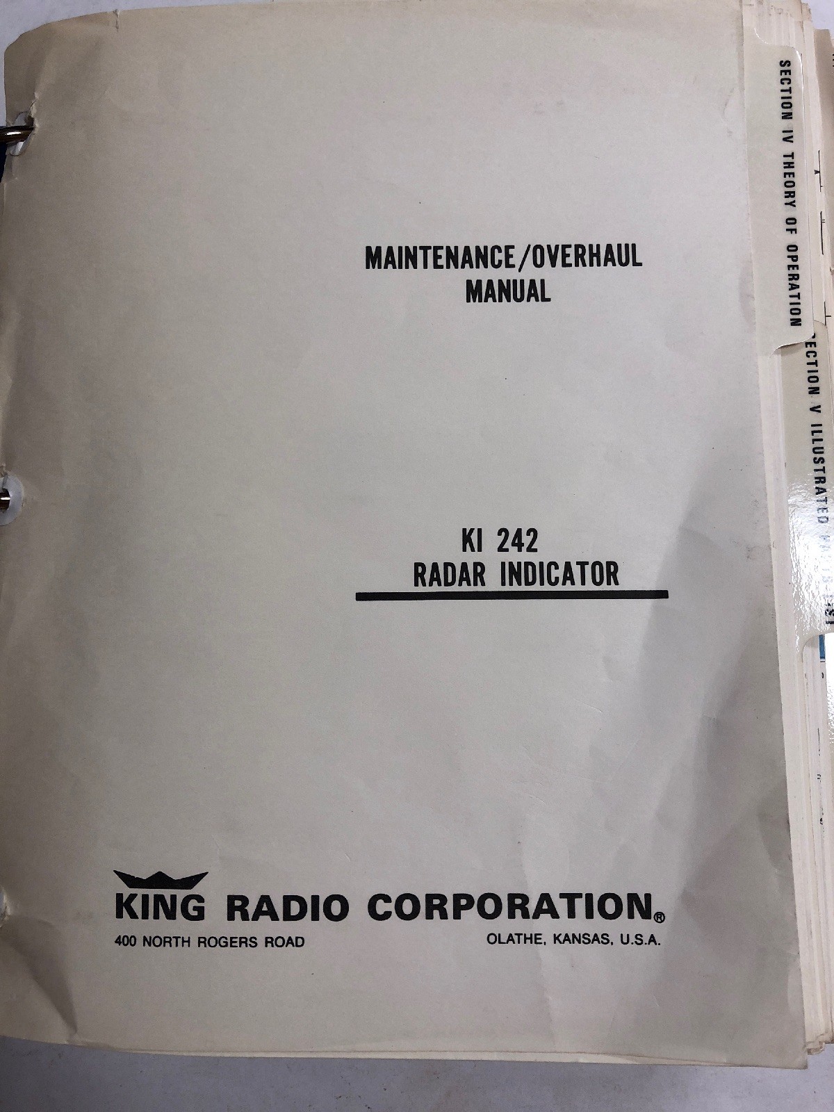 King  KI242/KI241KWX50/60/KT45/Ja116/KA59/Bench Test Set Mant/Overhaul-Originals