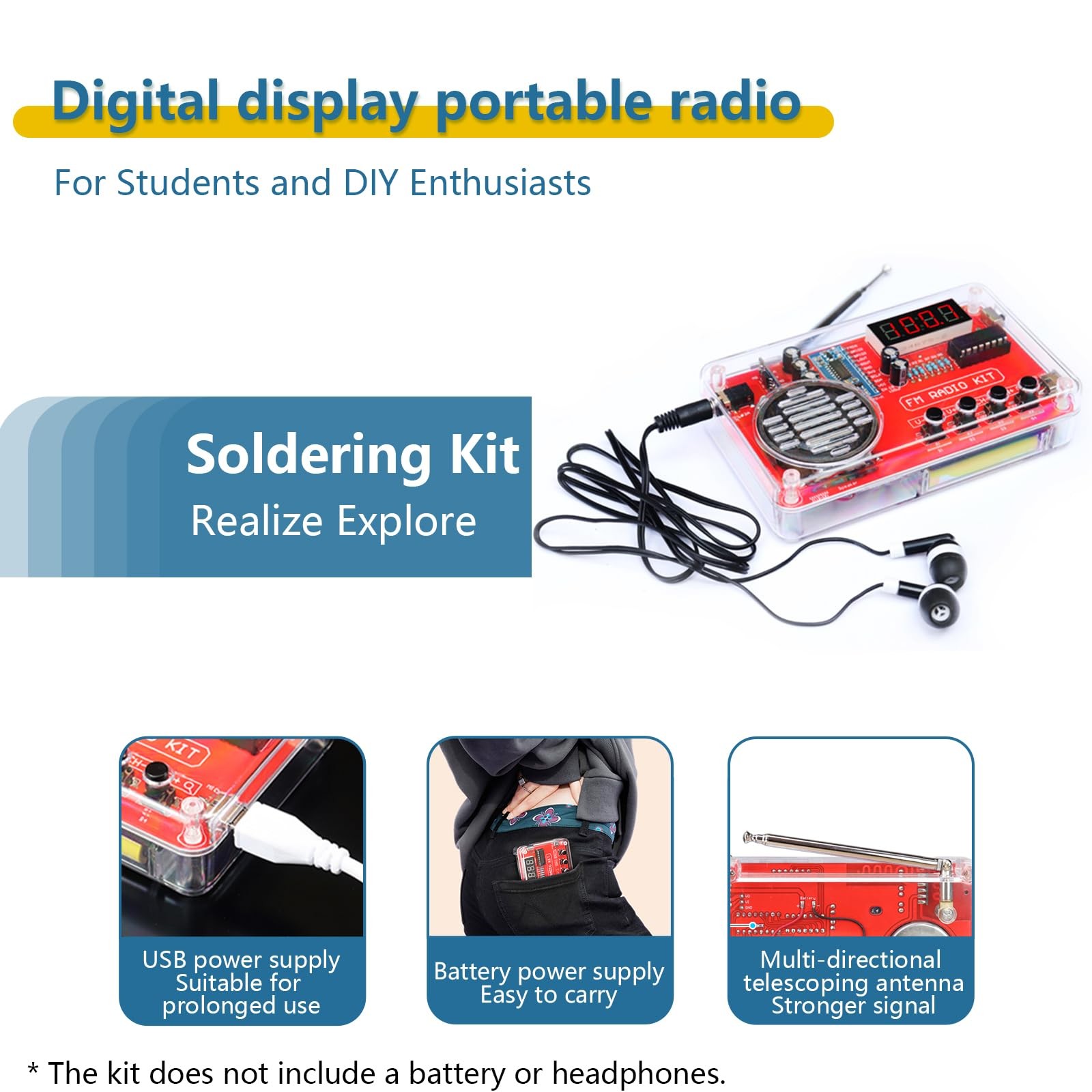 EIELE Soldering Practice Kit Digital Display HD Power Failure Memory Transpar...