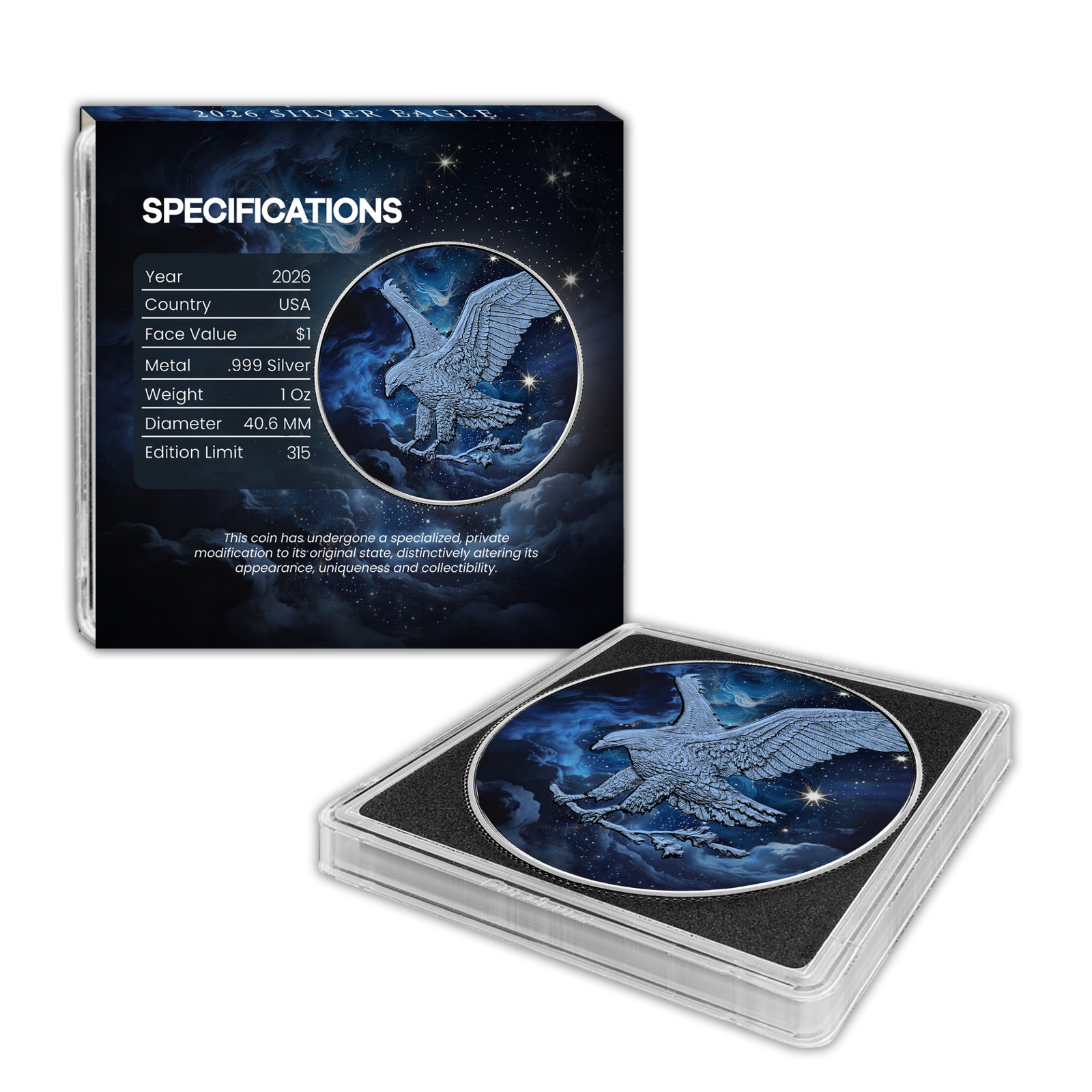 2026 U.S. Eagle Blue Moon Edition 1 oz Silver Colorized Art Coin