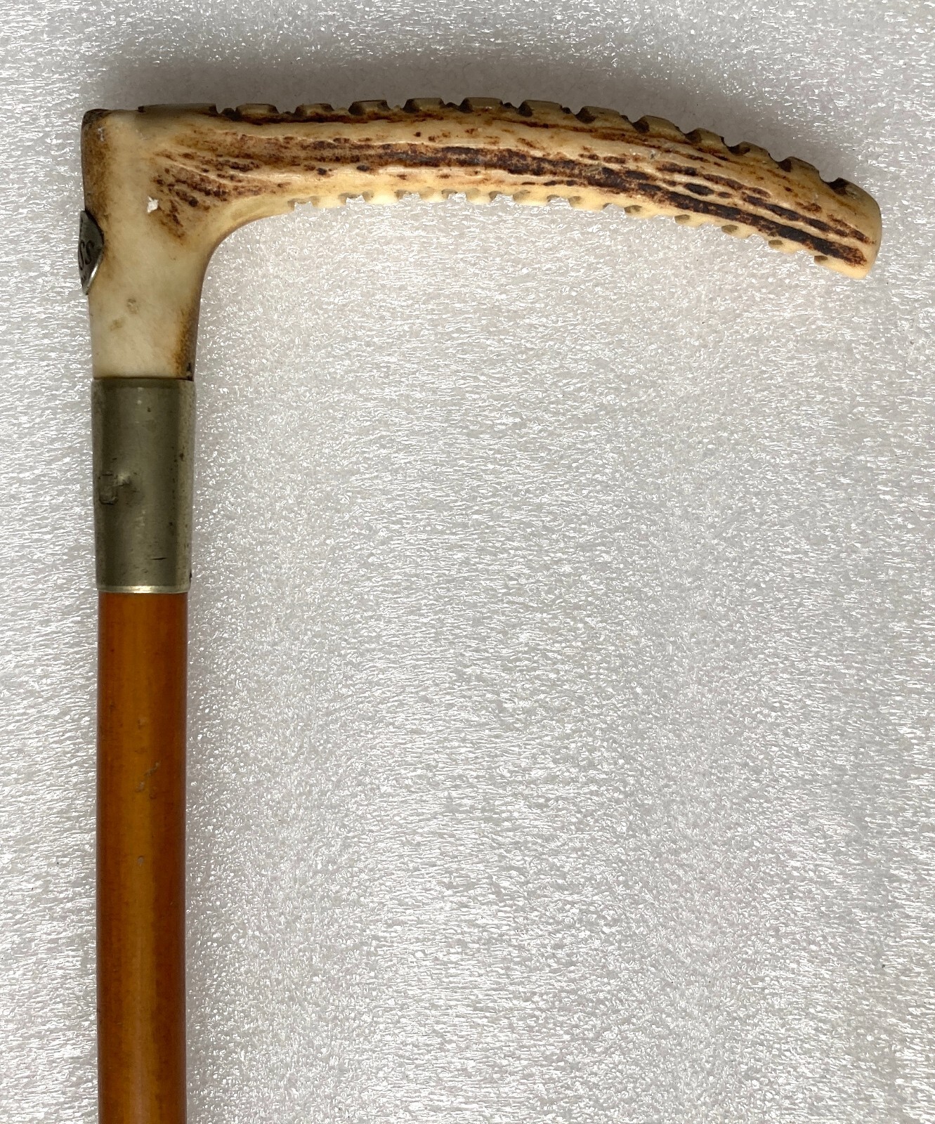 Antique 1900s Mark Cross Stag Antler Handle Silver Equestrian Riding Crop London