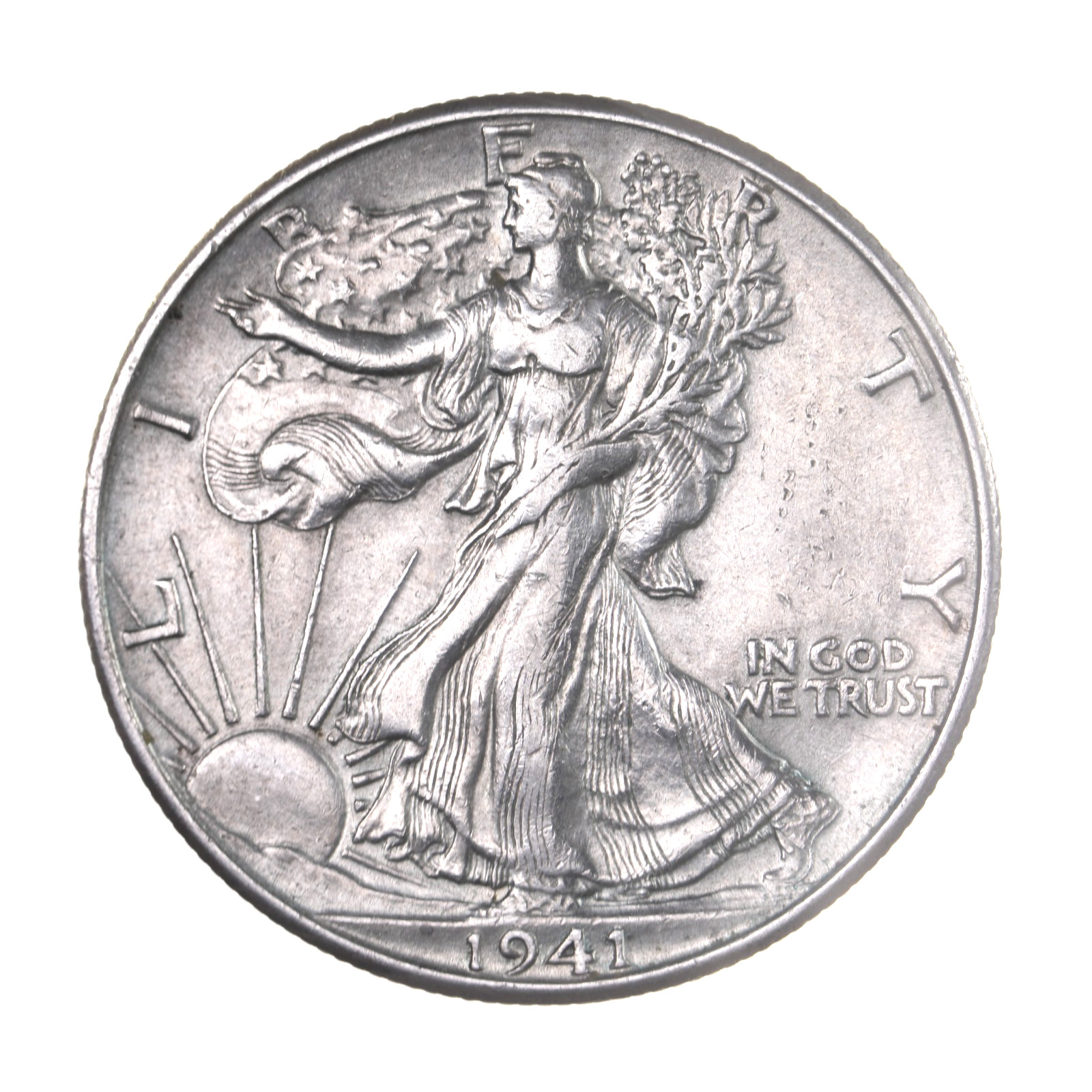 1941-D Silver Walking Liberty Ungraded 50C Coin