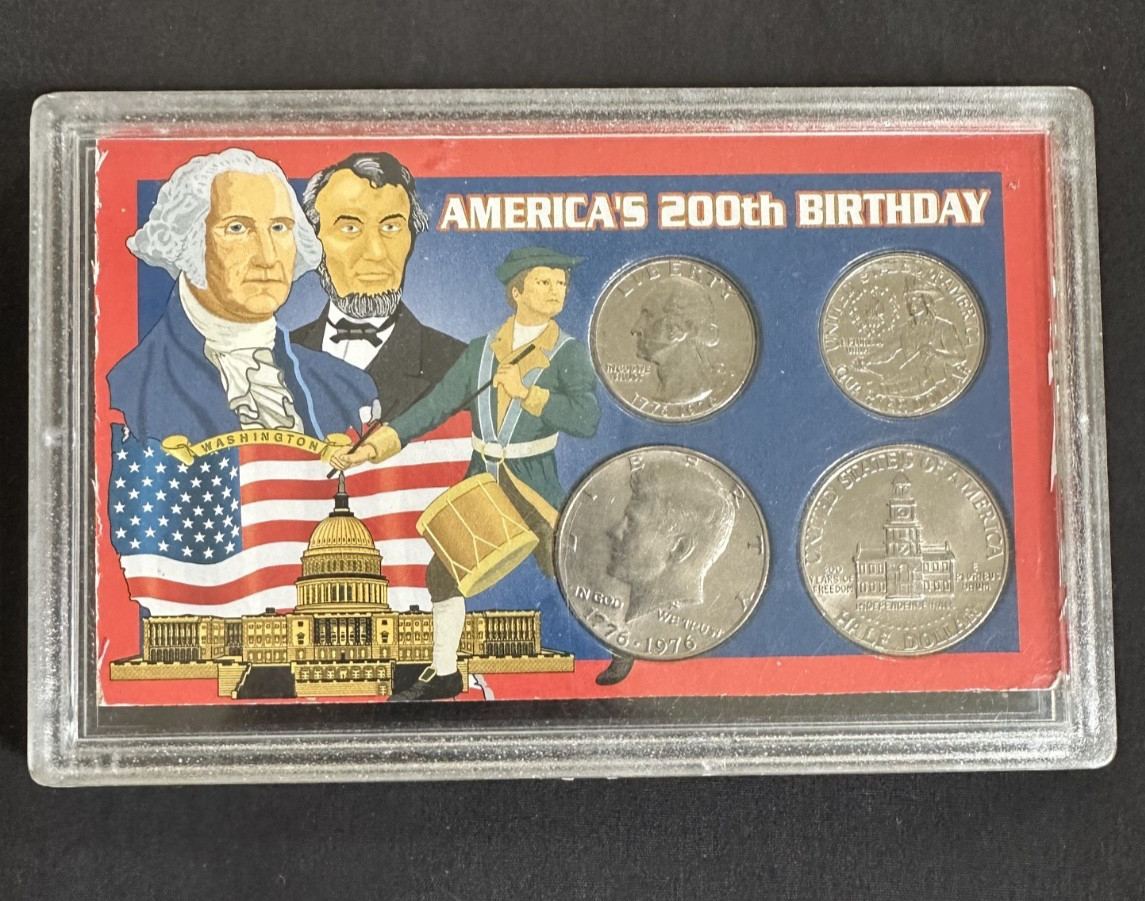 America's 200th Birthday Bicentennial Coin Set 2 quarters & 2 half dollars