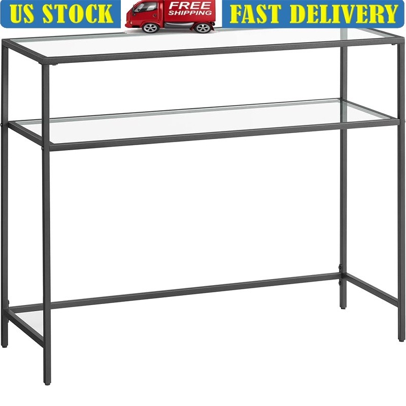 Console Table Tempered Glass Shelves Multi-Functional Slim Furniture Home New