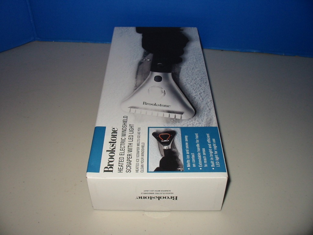 Brookstone Heated Electric Windshield Ice Scraper Snow Melter + LED Light New