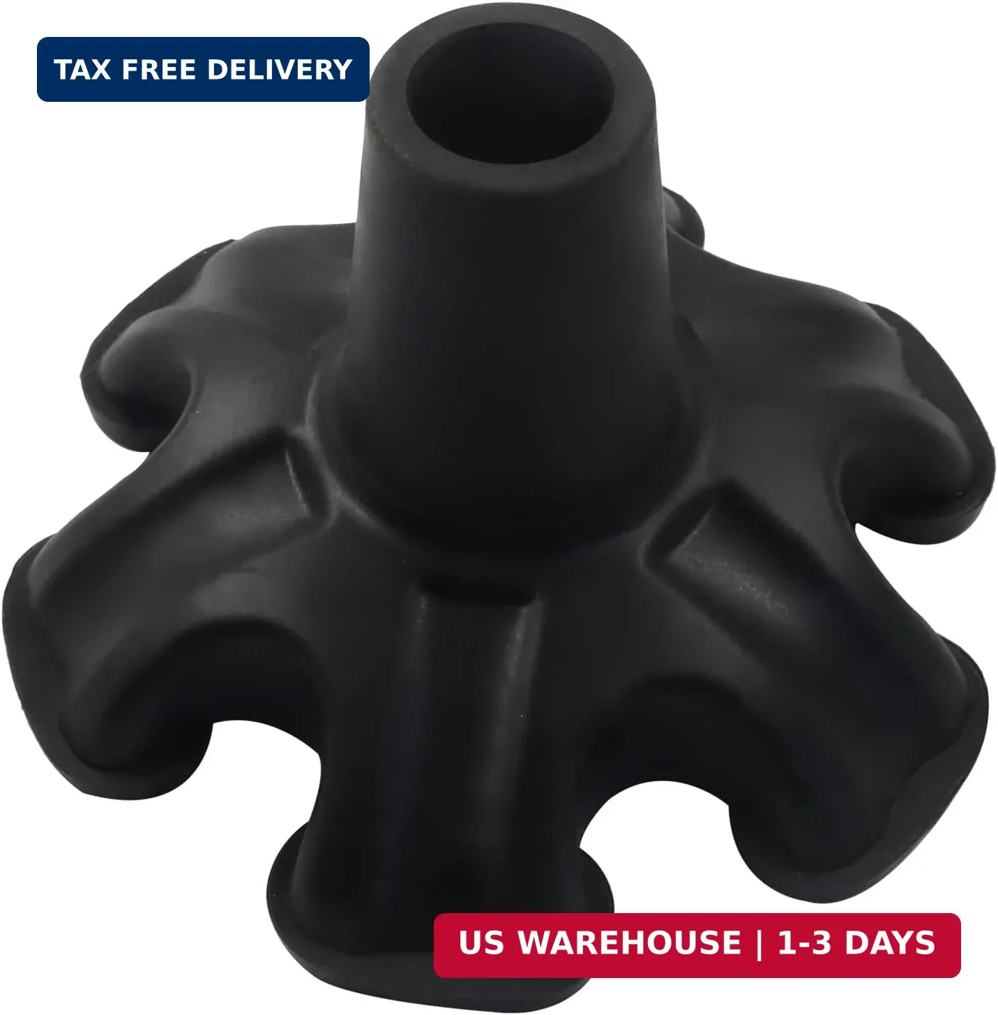 Self Standing Cane Tip, Black, 1 Pack | Heavy Duty, 6 Support Feet, Non-Slip Bas