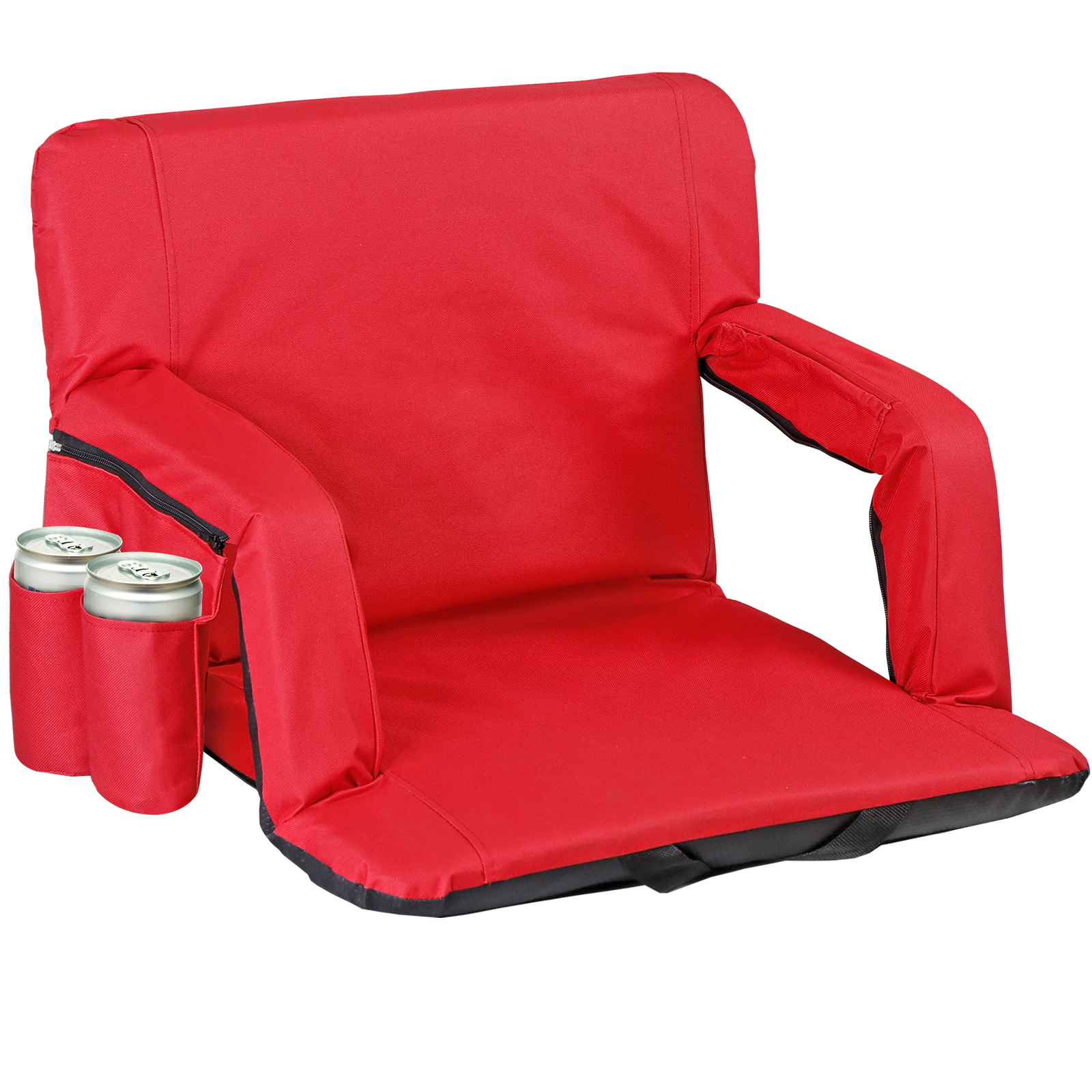 Reclining Stadium Seat Bleacher Chair Red Thick Back- 6 Reclining Positions