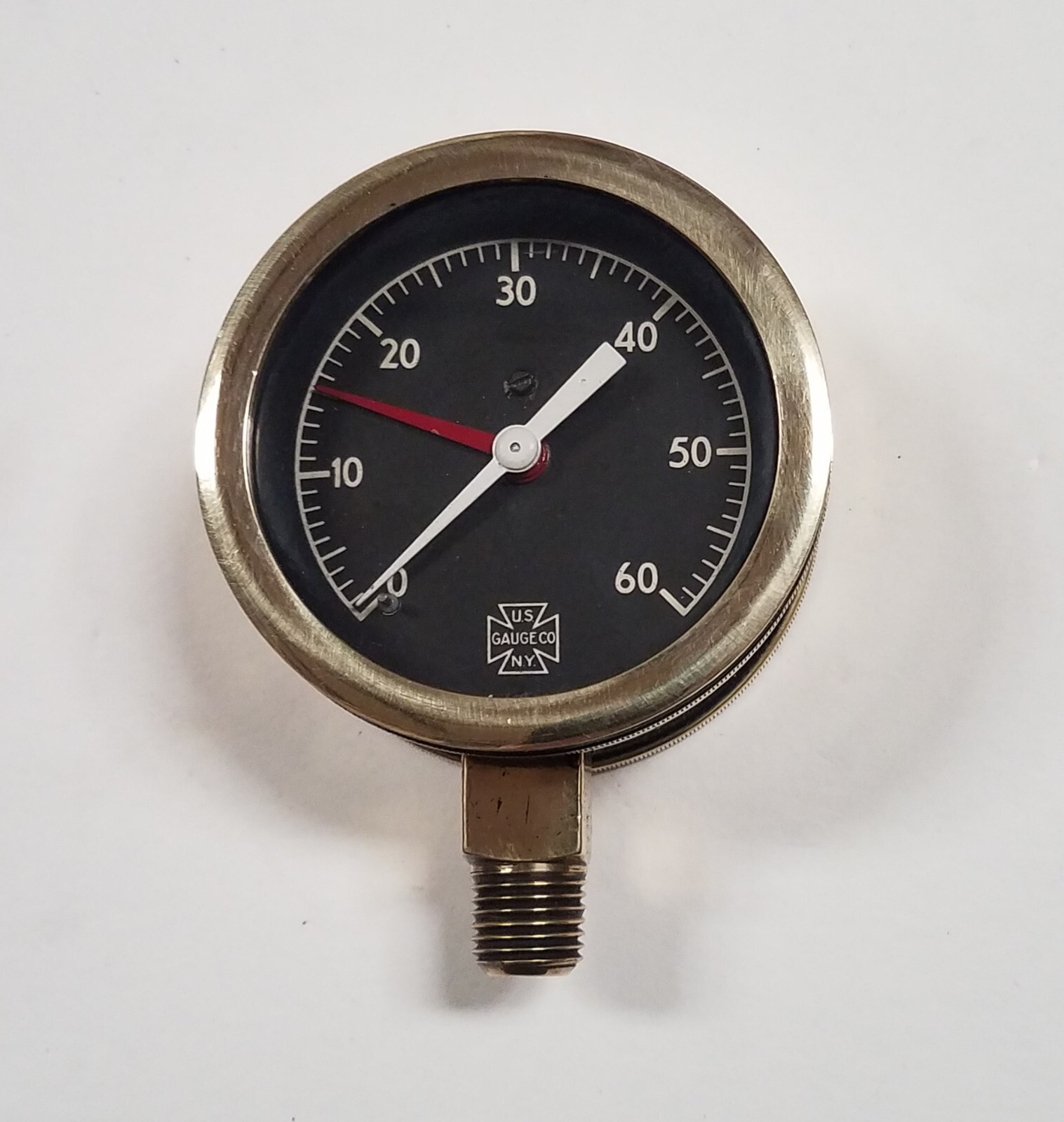 Vintage US Gauge  0 - 60 Brass Gaure 2 1/2" Dial