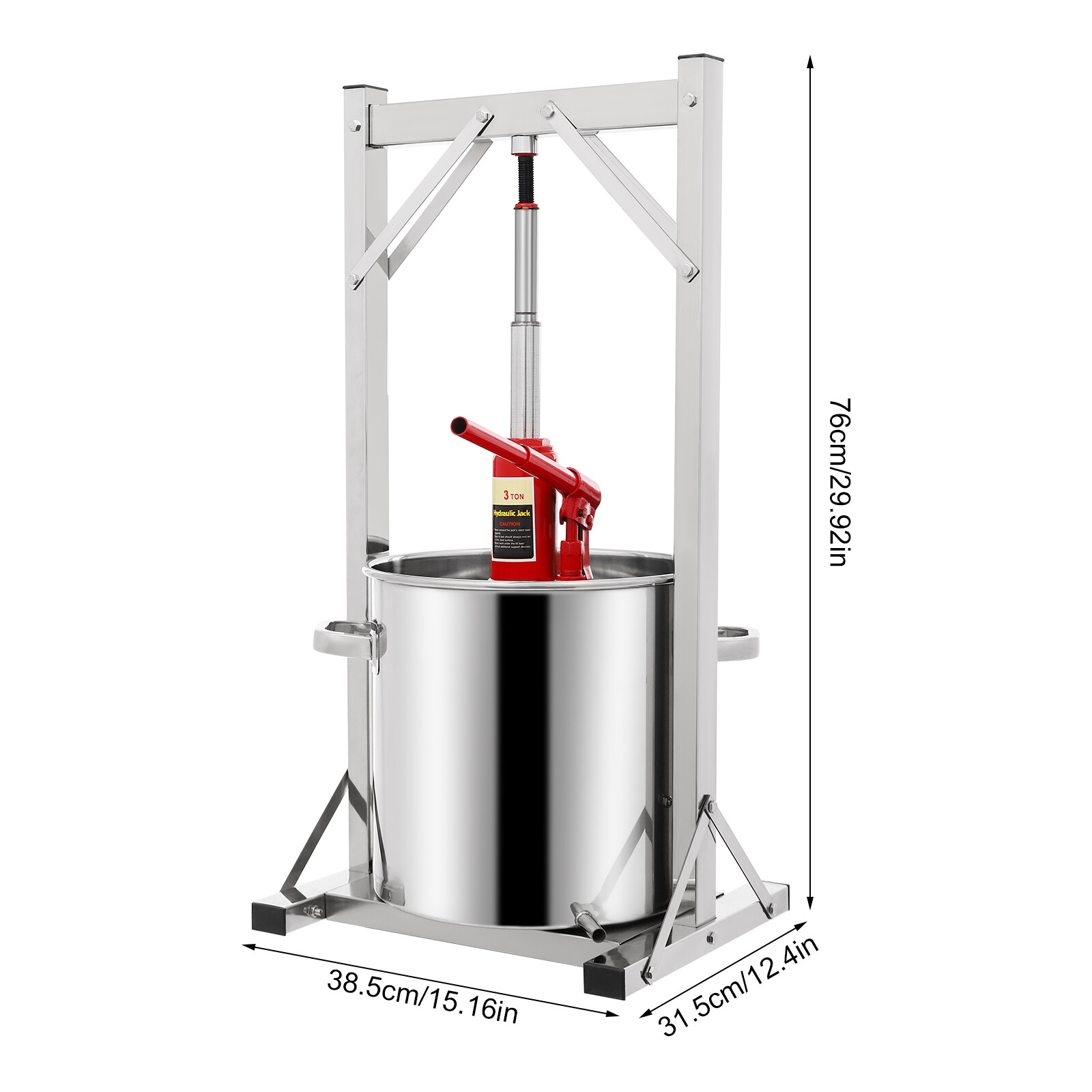 Fruit Wine Press, Stainless Steel Hydraulic Jack Press Extractor Silver