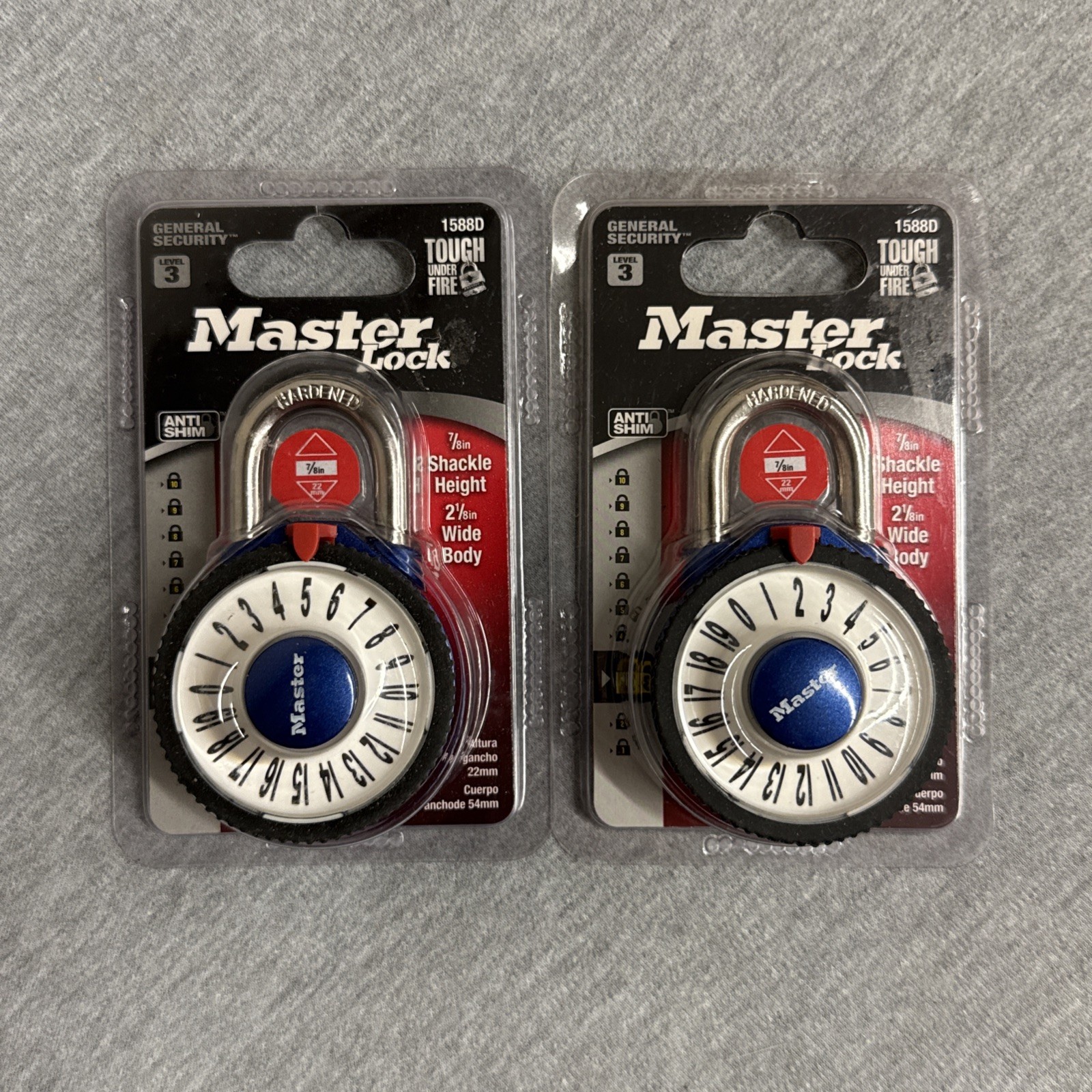 NEW Master Lock 1588D EZ Read EZ Dial Magnification Blue Combination Lock - PAIR