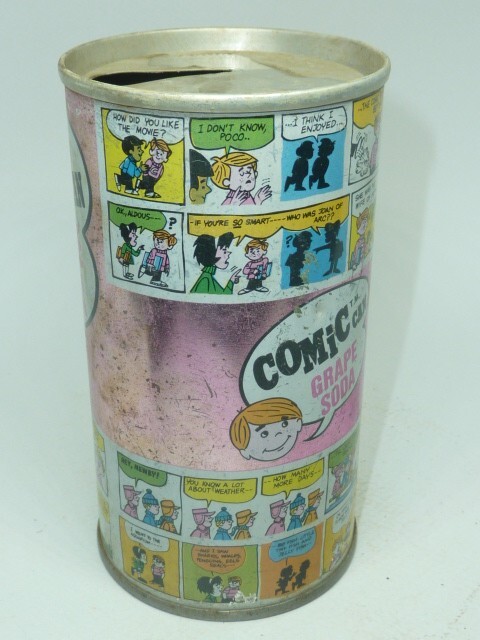 Empty Top Opened 12oz Comic Can Grape Soda Tab-Top