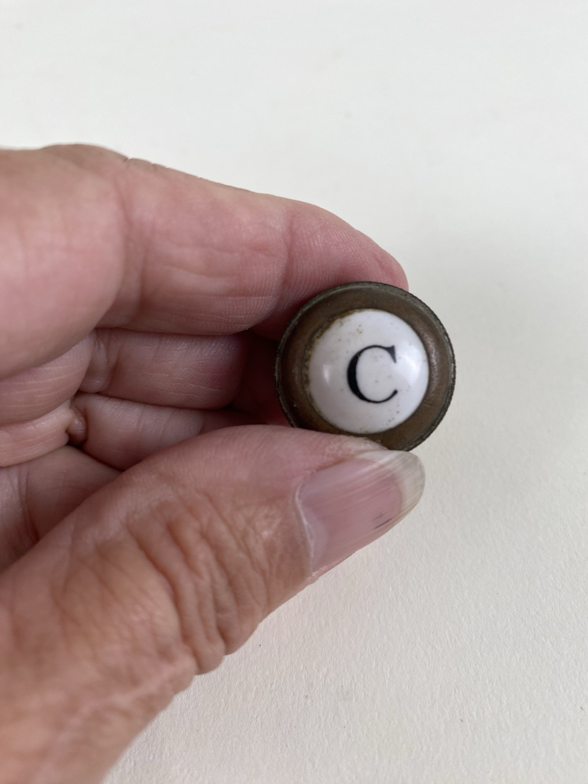 Antique COLD Faucet Cap Nut Threaded White Porcelain Bathroom Salvage
