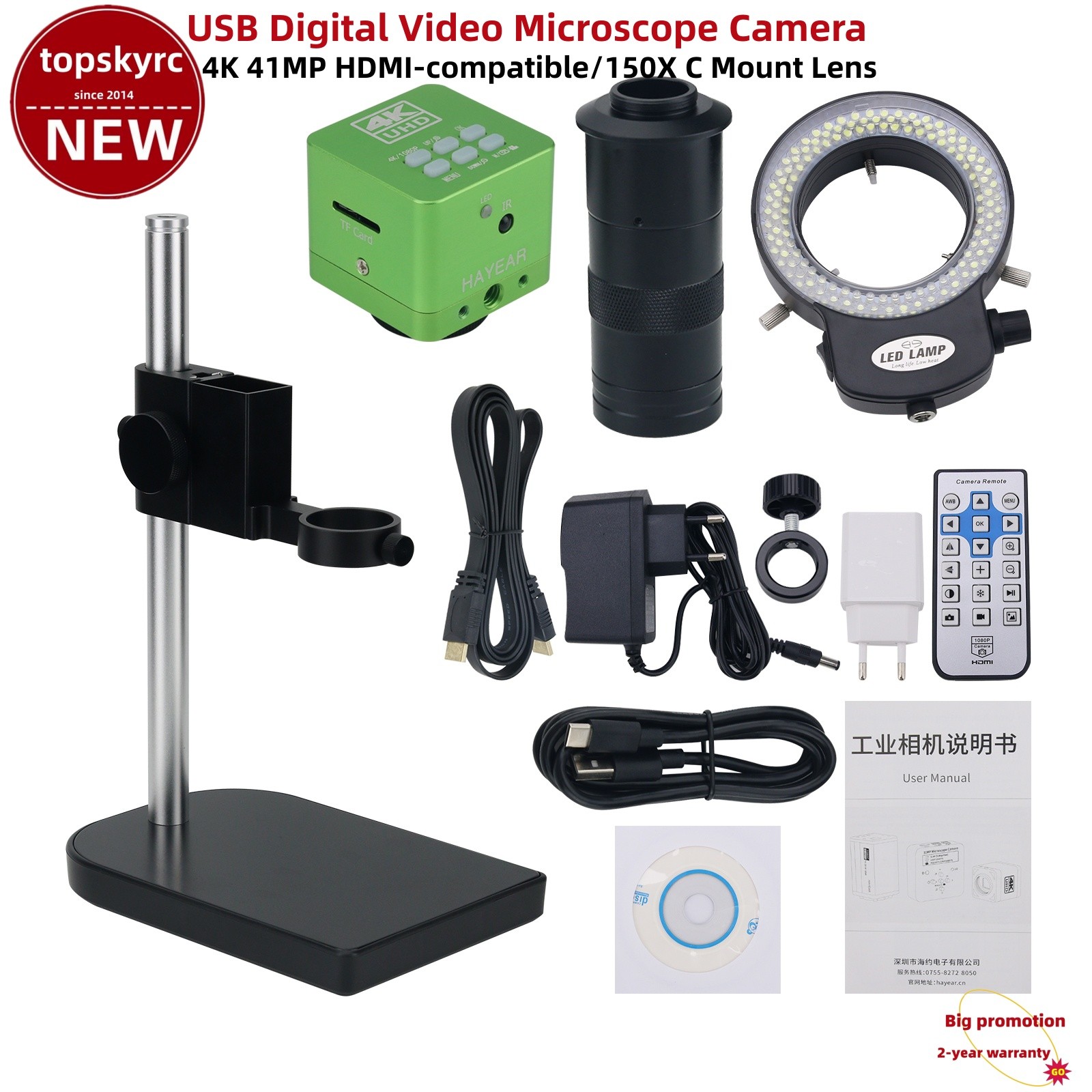 4K 41MP HDMI-compatible USB Digital Video Microscope Camera 150X C Mount Lens ty