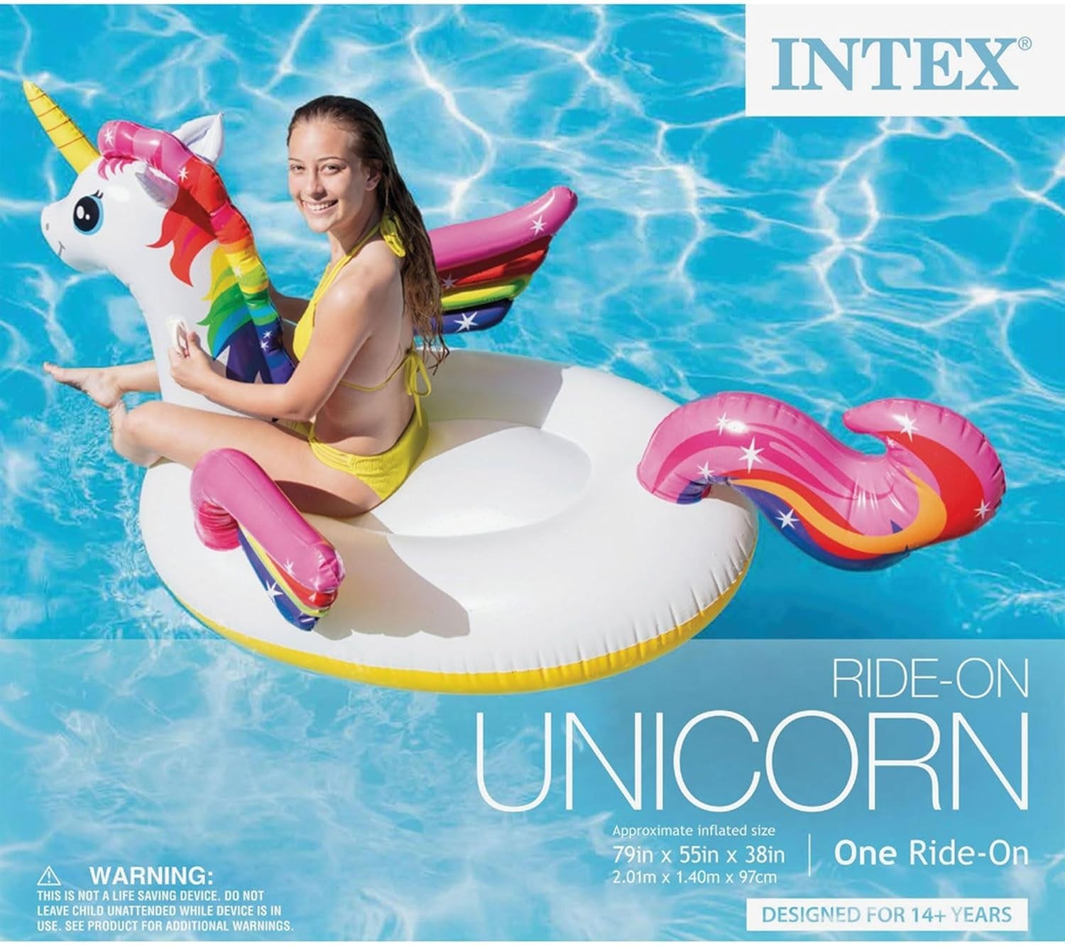 INTEX Inflatable Pink White Unicorn Swimming Pool Float: Pool Toy for Kids