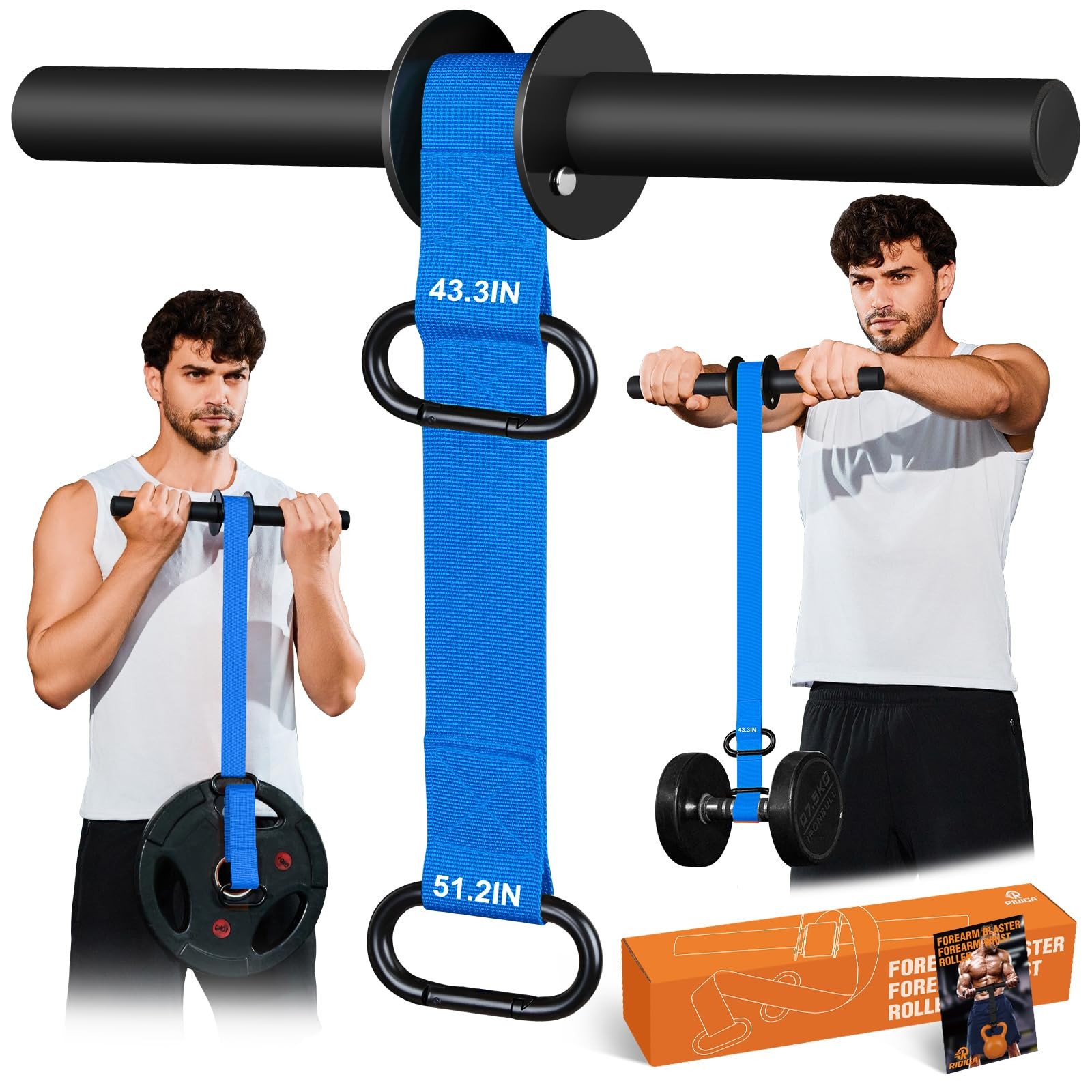 Forearm Strengthener and Wrist Roller, 43.3 inch Or 51.2 inch Ultra Strong Ny...