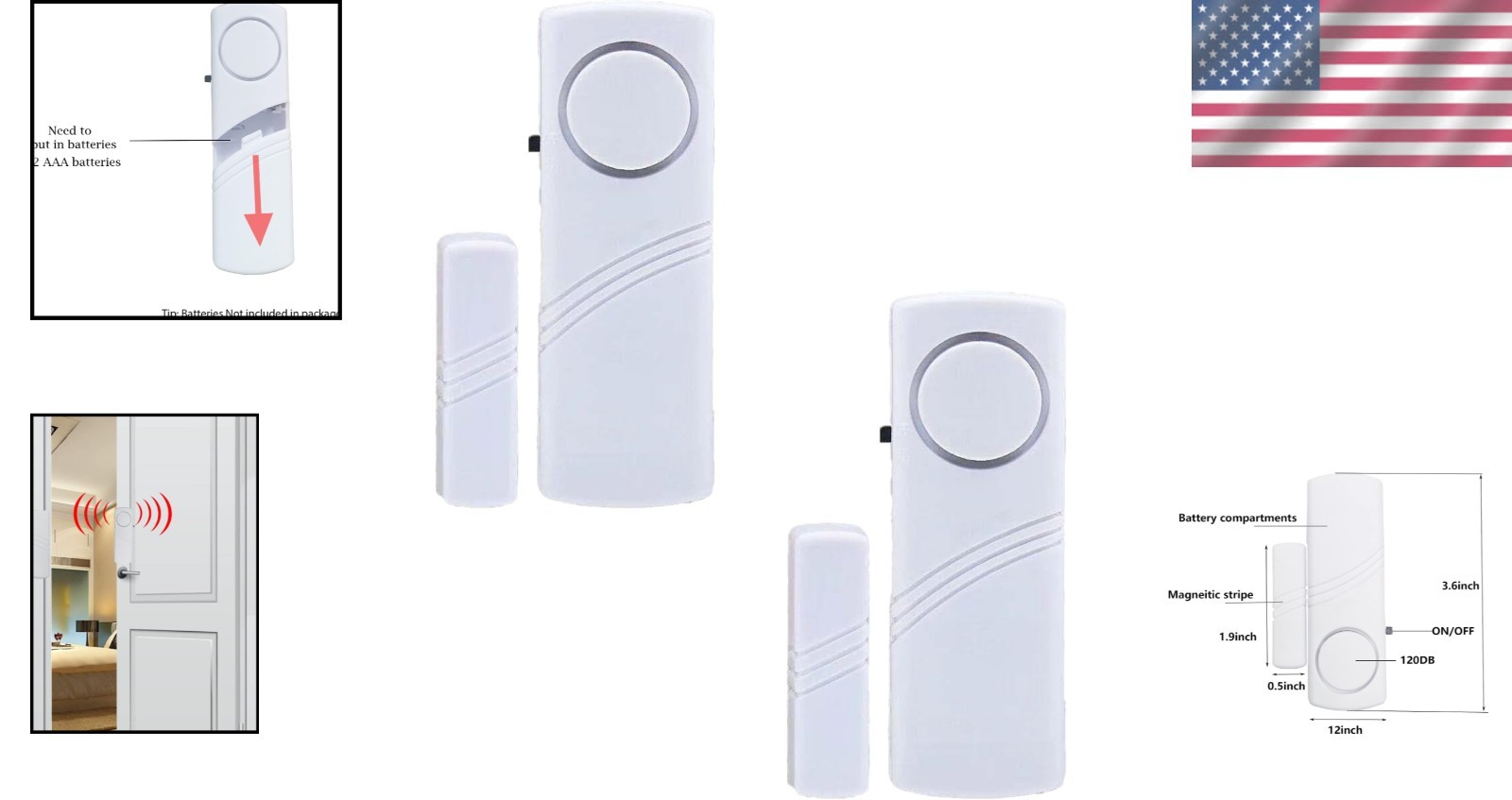 Secure Home 2-Pack Window and Door Alarm - Long Battery Life, Easy Setup