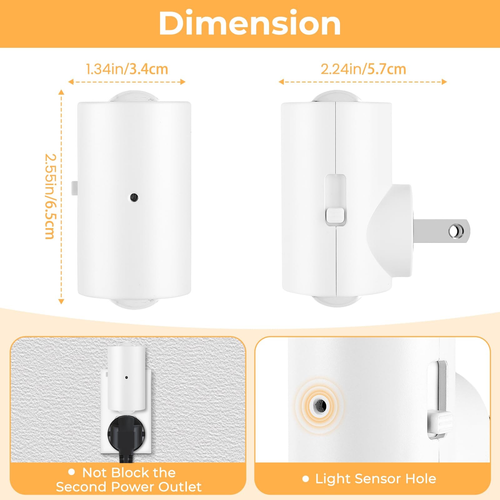 Dimmable Night Lights Plug into Wall, Rotatable Plug-in LED Night Light, Dusk...