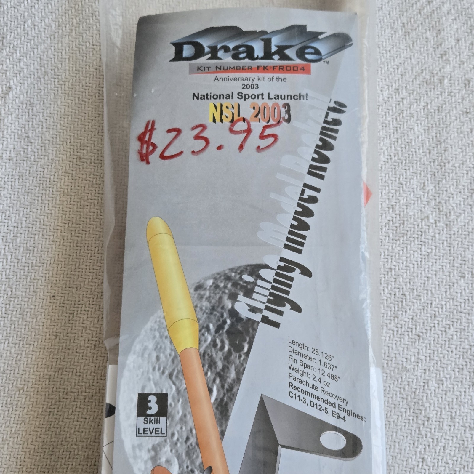Vintage 2003 Fliskits DRAKE #FK-FR004 Model Rocket Kit FACTORY SEALED!