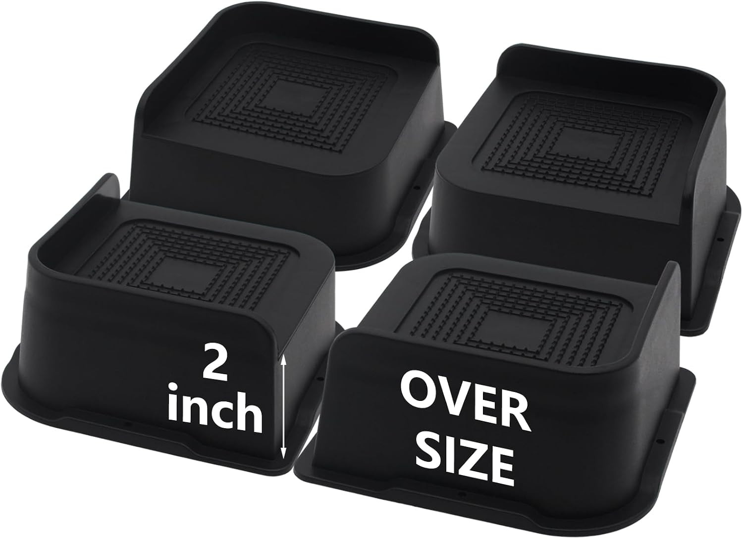Bed Risers 2 Inch Heavy Duty (Set of 4), Oversized Furniture Risers | Black Bed