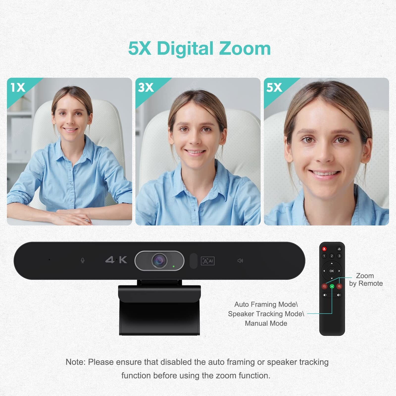 4K Pro Audio and Video Conference Room Camera with Remote Control for Windows...