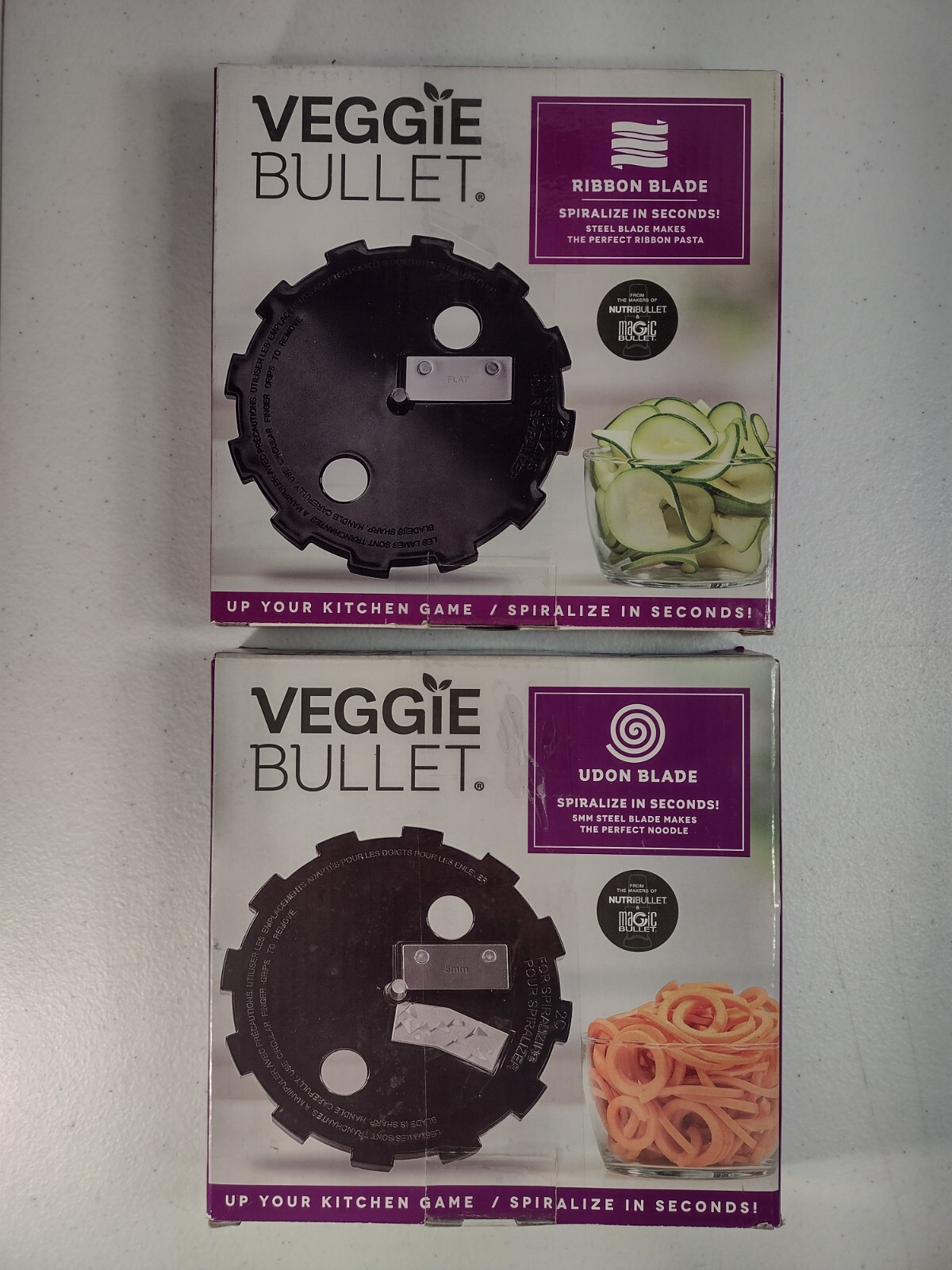 Veggie Bullet accessory blades 2 pack Ribbon & Udon blades in package
