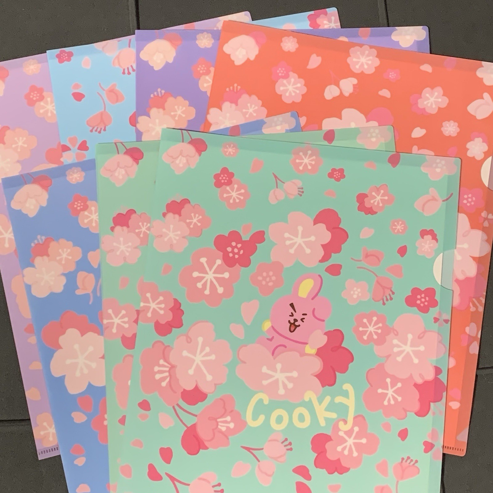 Kawaii BT21 “Cherry Blossom” Single Pocket Vinyl Folder (1 PC) LINE X BTS