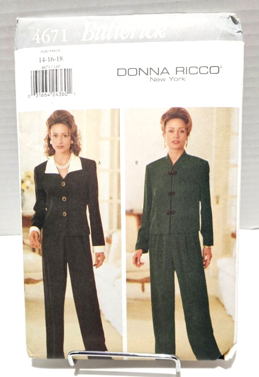 Butterick #4671 Donna Ricco Sz 14,16,18 Misses/Misses Petite Top/Pants Uncut
