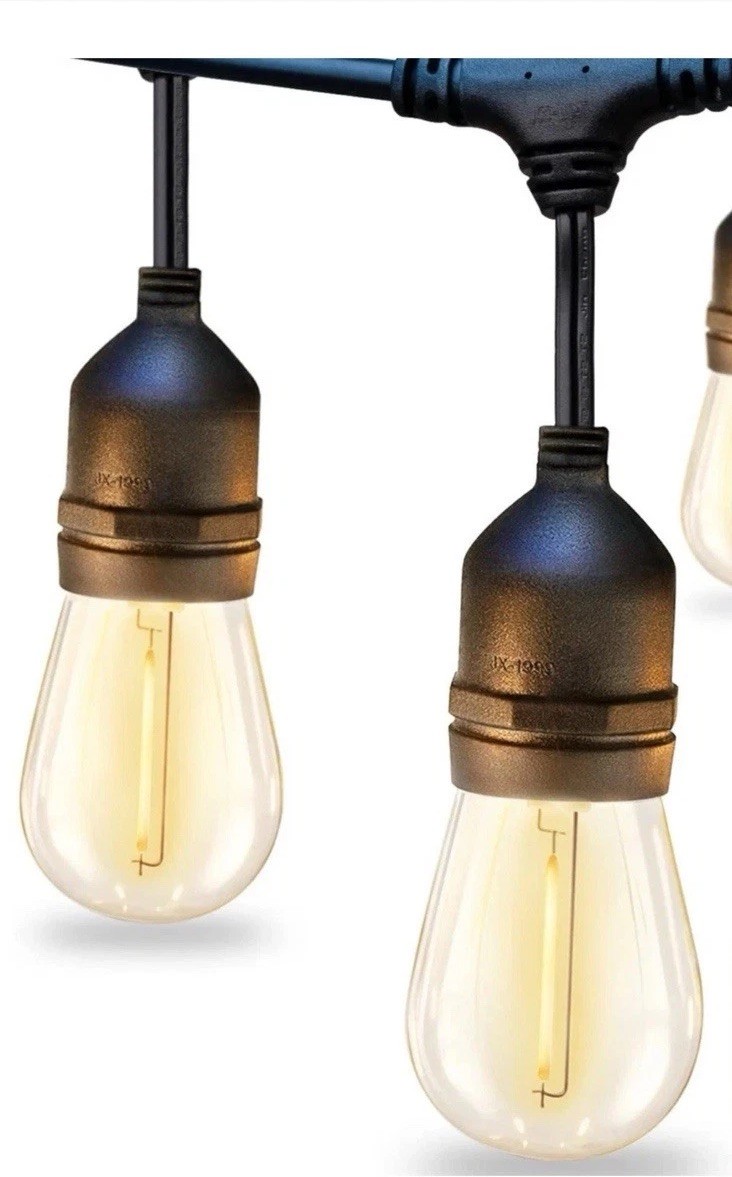 addlon LED Outdoor String Lights 48FT with Edison Vintage Shatterproof Bulbs New